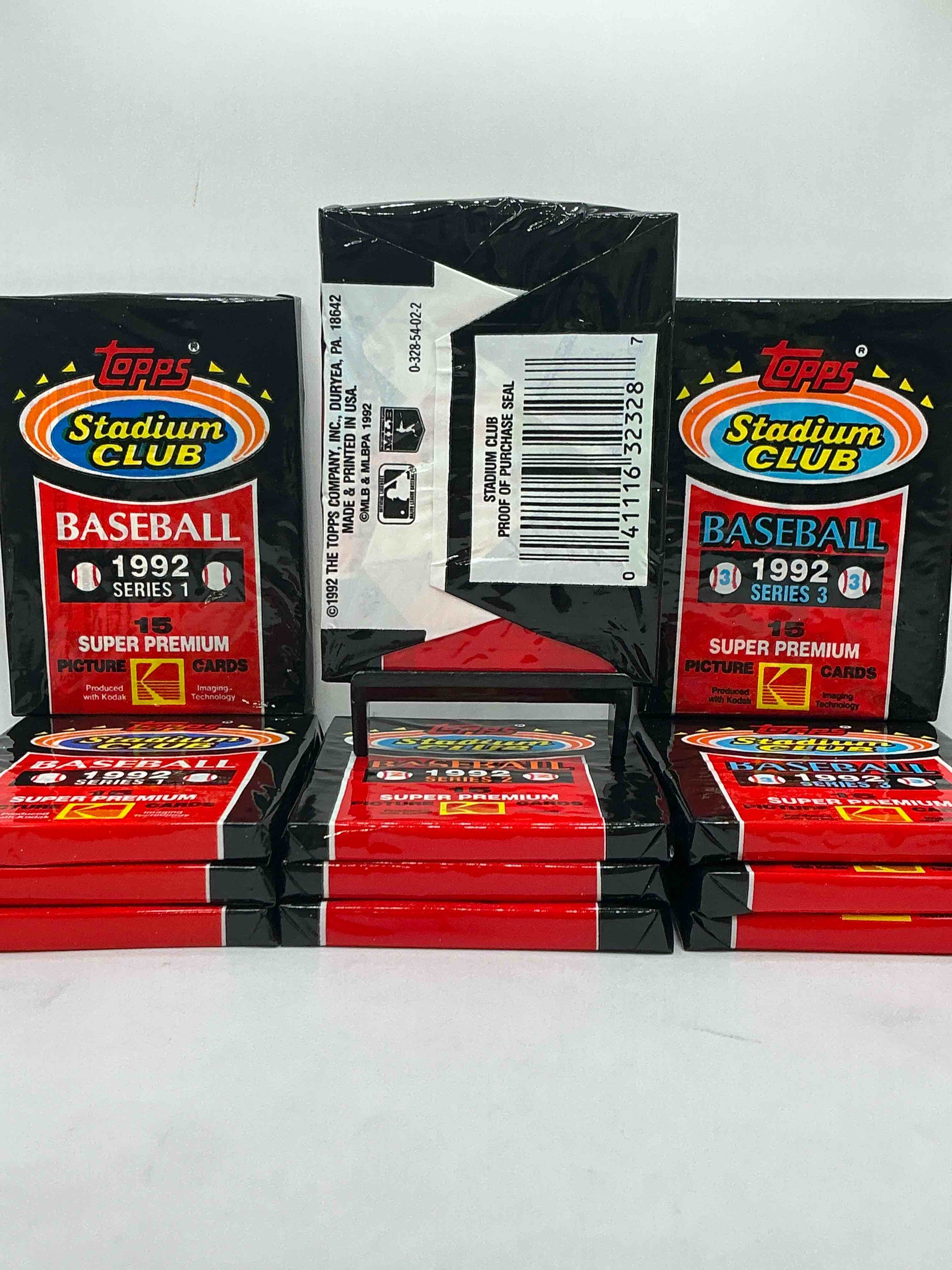 Condition photo showing New/Like New for Ken Griffey Jr!? Frank Thomas!? Baseball Insanity! 1992 Topps Stadium Club Baseball Series I, II & III Unopened Packs, Direct From Box! 15 Premium Baseball Cards In Each Pack! Search For Griffey Jr, Nolan Ryan, Frank Thomas & So Much More!Search For 1980's Stars & Hall Of Famers!