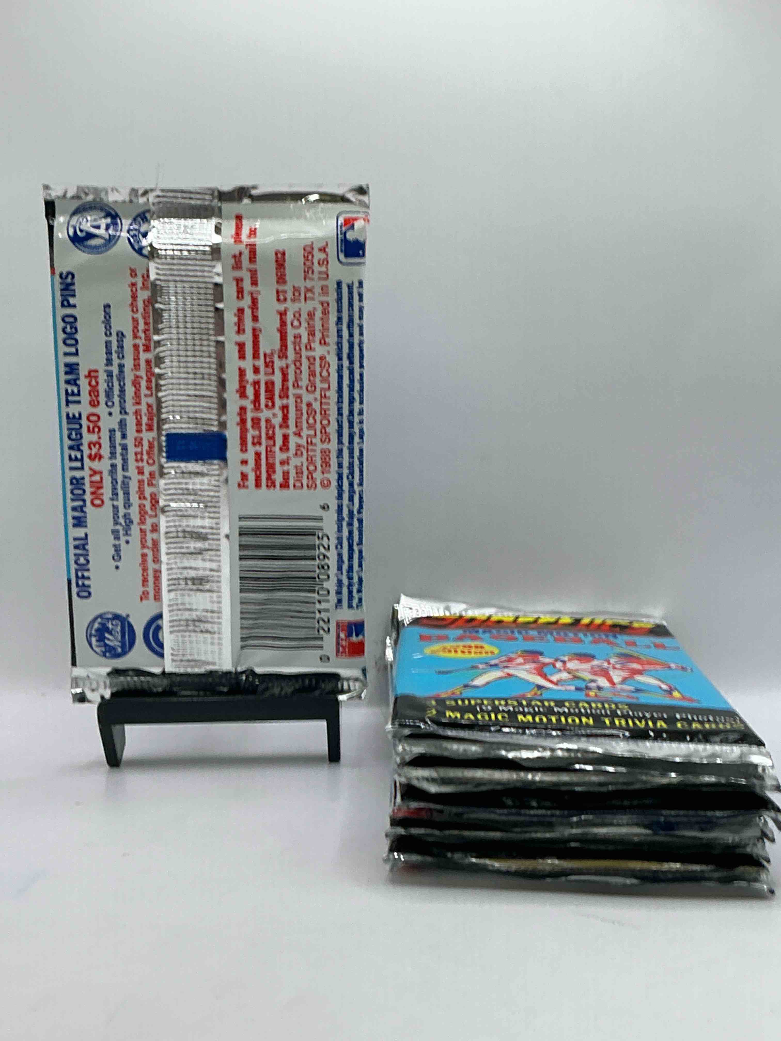 Condition photo showing New/Like New for 1988 Sportflics Magic Motion Baseball MLB Packs, Direct From Retail Sealed Case! Find 3 Superstar Cards & 2 Magic Motion Trivia Cards Per Pack! Great For Any Baseball Fans!