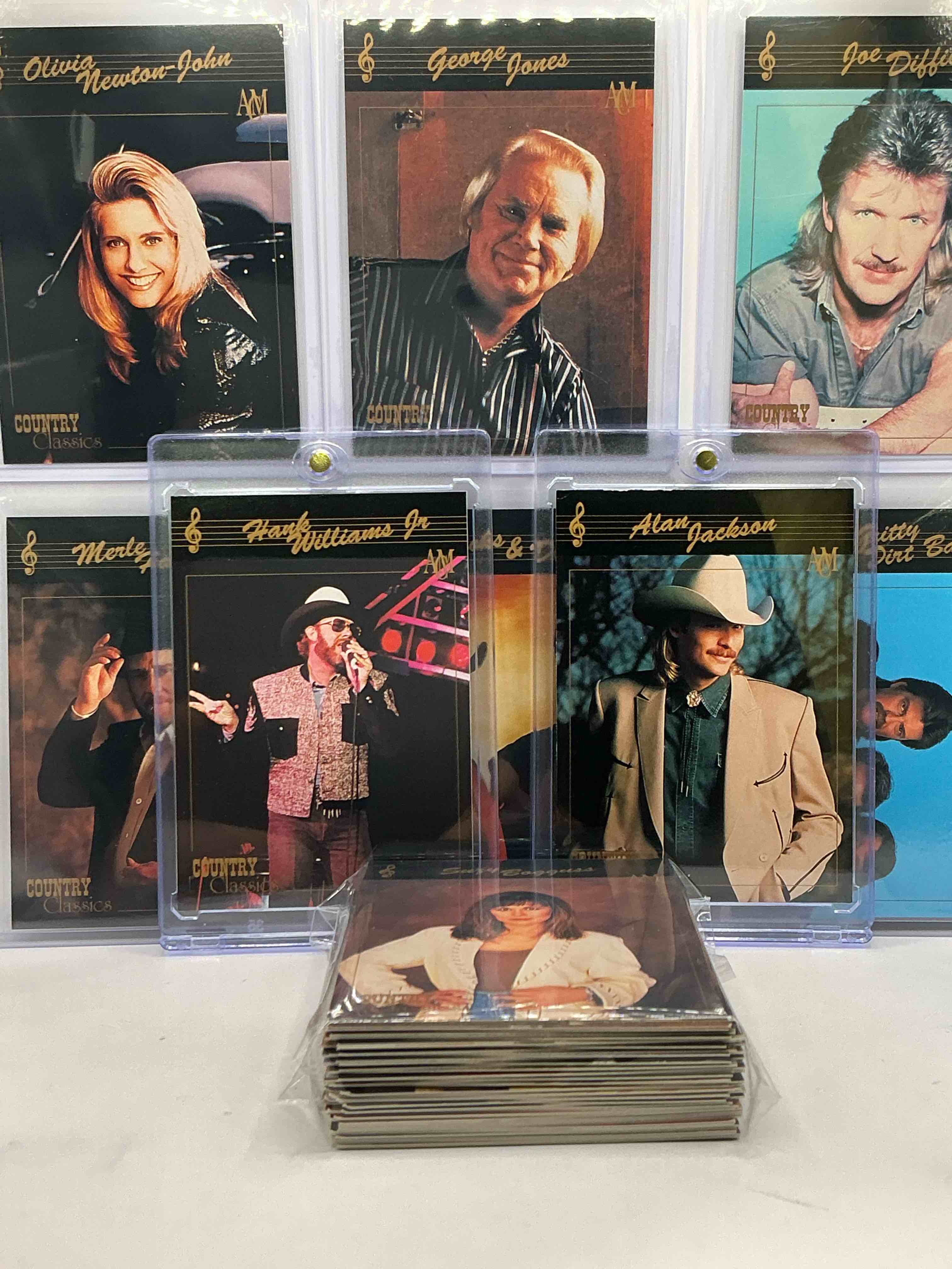 Condition photo showing New/Like New for Hank Williams Jr! Alan Jackson! NO WAY! Country Music Craziness! Olivia Newton John, George Jones, Nitty Gritty, Joe Diffe & More! Insane 50 Card Country Music Lot! 1992 Cards, Some Of The Biggest Names In The Country World! PERFECT For Vintage, Authentic & Real Country Fans! 