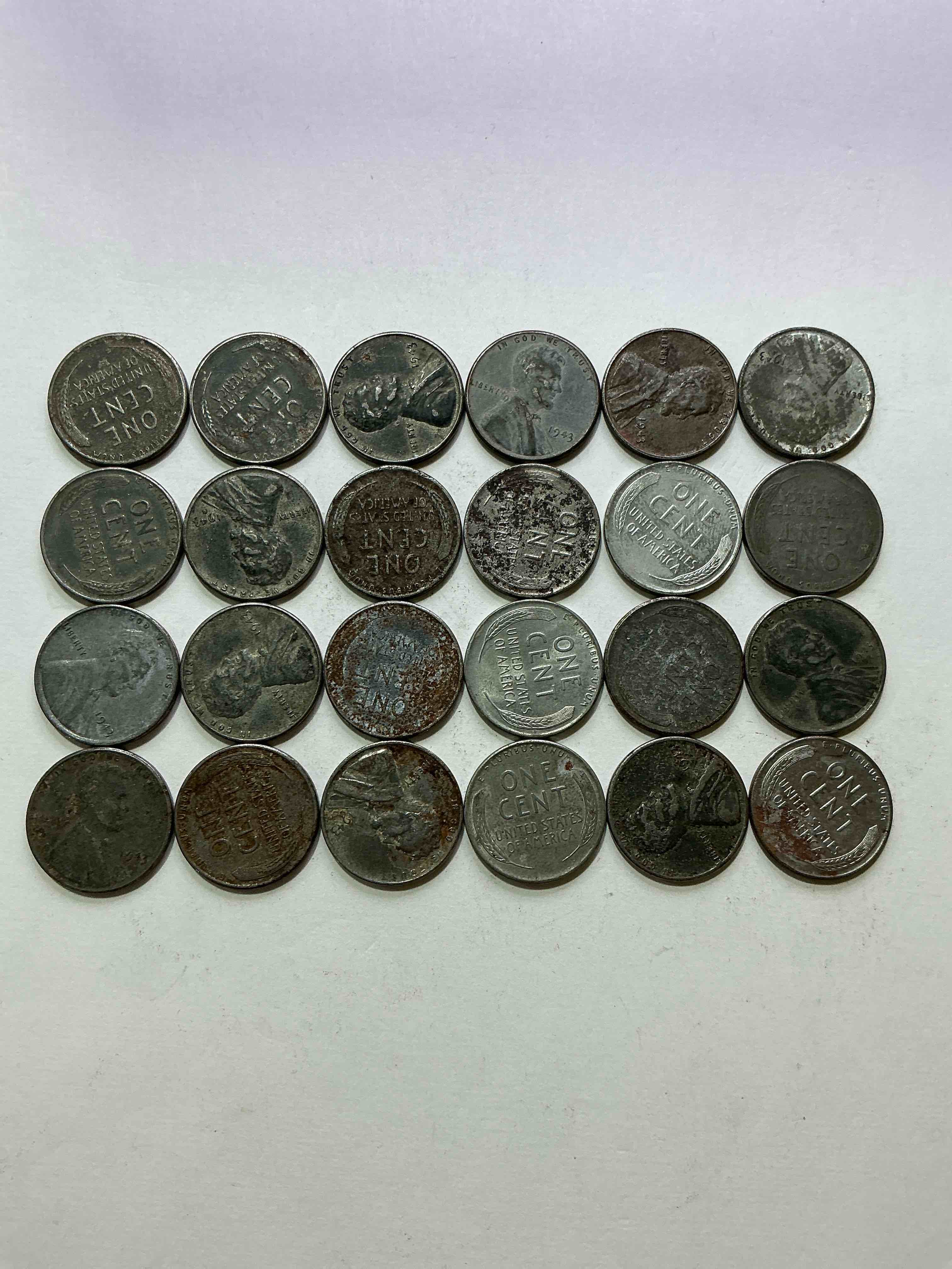 Condition photo showing Good Condition for 1943 World War Il History! Did You Know That In 1943 Copper Was So Valuable For Making Ammunition That The U.S. Treasury Made Pennies Out Of Steel?! 1943 STEEL Pennies Have Become Valuable, Rare Collector Items! Up For Auction Are Rare WWII Steel Pennies Appearing Circulated. Own Pieces Of World War II History That Are An Awesome Investment!