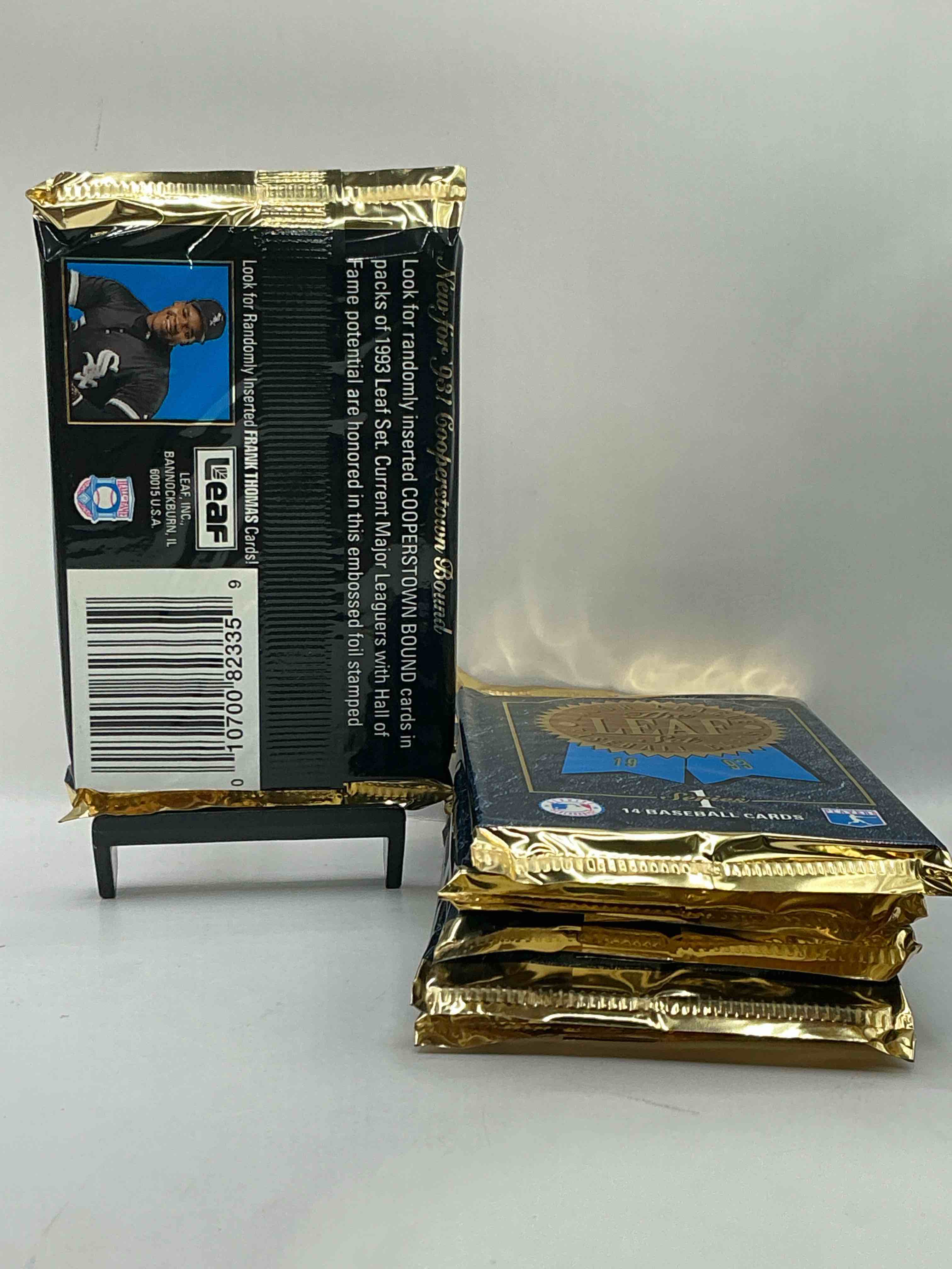 Condition photo showing New/Like New for 1993 Leaf Series 1 Baseball Unopened Baseball Card Packs, Direct From Original Sealed Retail Case! Search For Valuable Rookie Cards From Chipper Jones (PSA 10 $150+) & Mike Piazza, Early Ken Griffey Jr. & So Much More!