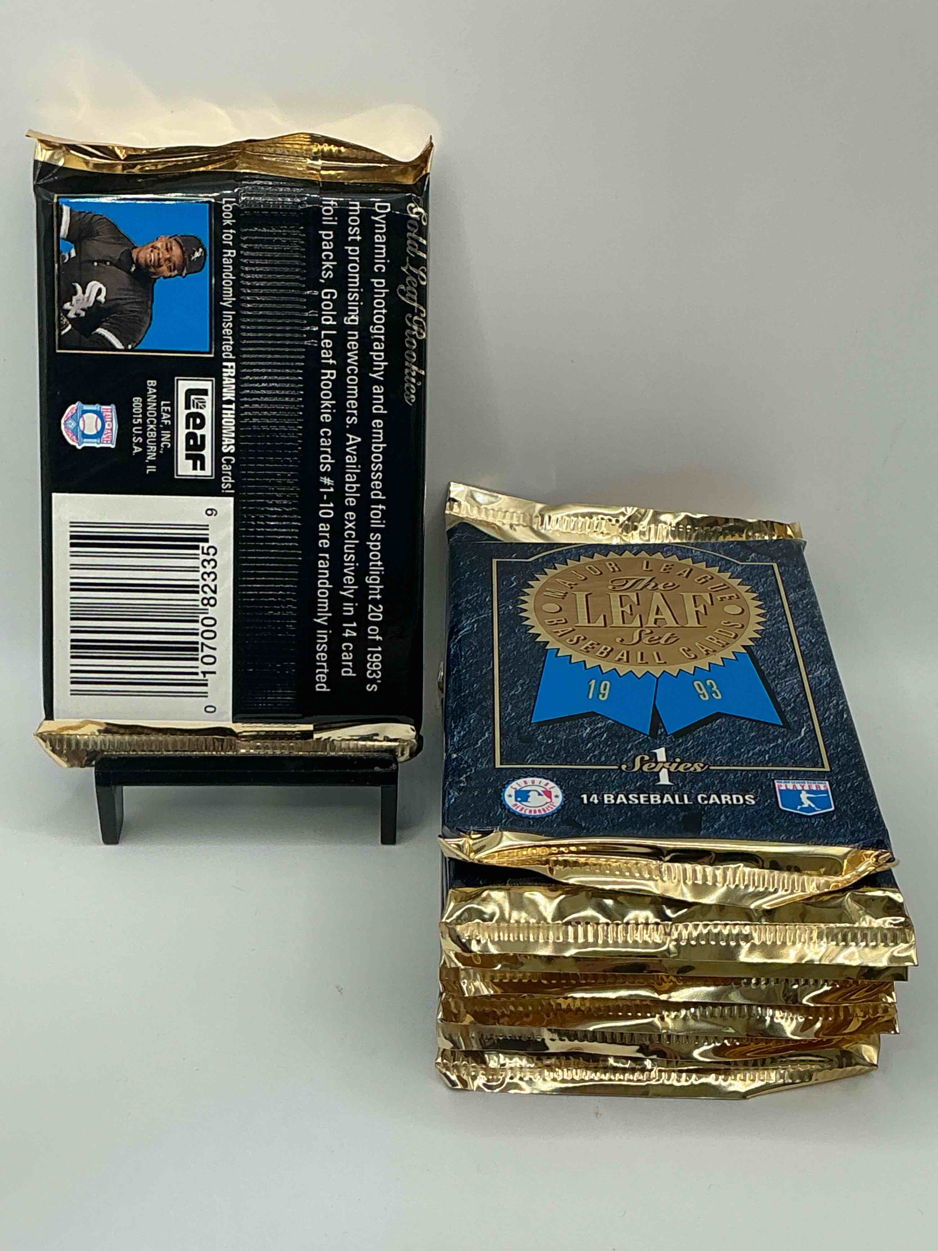 Condition photo showing New/Like New for 1993 Leaf Series 1 Baseball Unopened Baseball Card Packs, Direct From Original Sealed Retail Case! Search For Valuable Rookie Cards From Chipper Jones (PSA 10 $150+) & Mike Piazza, Early Ken Griffey Jr. & So Much More!