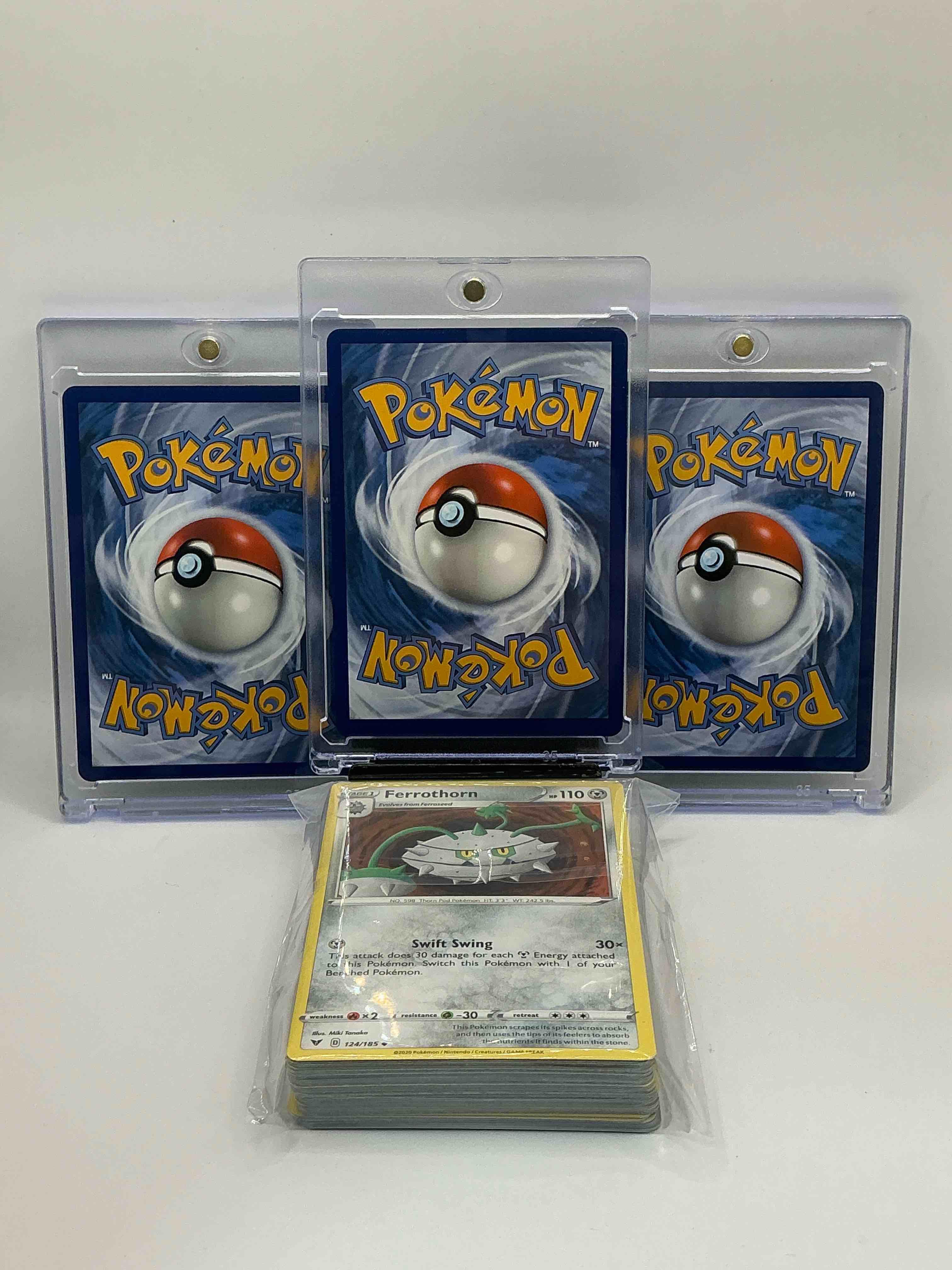 Condition photo showing New/Like New for Pokémon Palooza! Stonjourner V! Galarian Perrserker V! Eldegoss V! Along With 50 Other Pokémon Heroes, Holos, Legends & Commons!