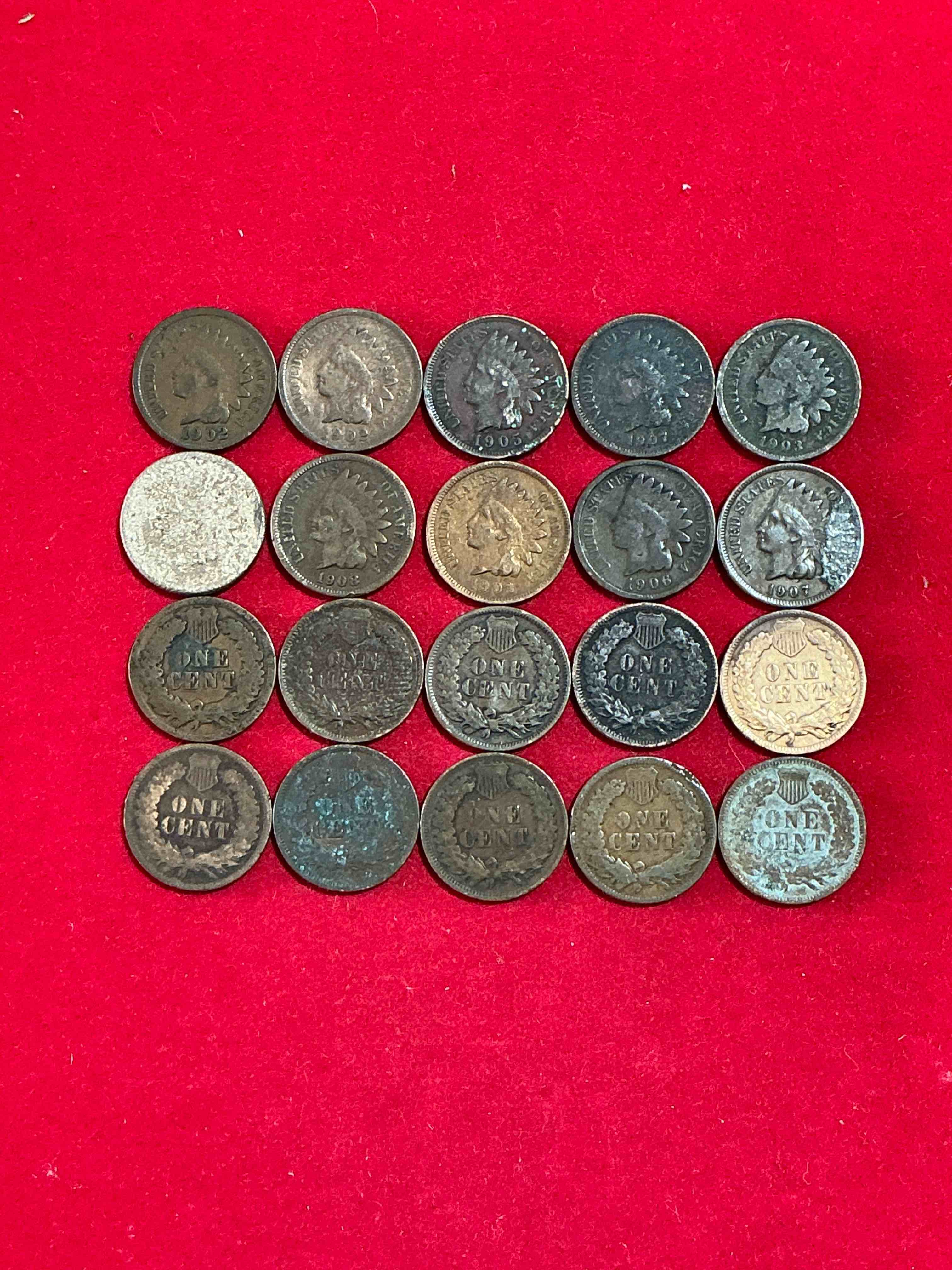 Condition photo showing Good Condition for Indian Head Pennies! These Gorgeous U.S. Pennies Were Minted From 1859-1909 & Have Become Serious Collector Items! The "Indian Head" Design Is Actually A Representation Of Lady Liberty Wearing An Indian Headdress. Here Are Beautiful, Well-Kept Examples Representing Many Different Mint Years! Great For Collecting, Investing & Learning History, & Rare With Visible Dates!