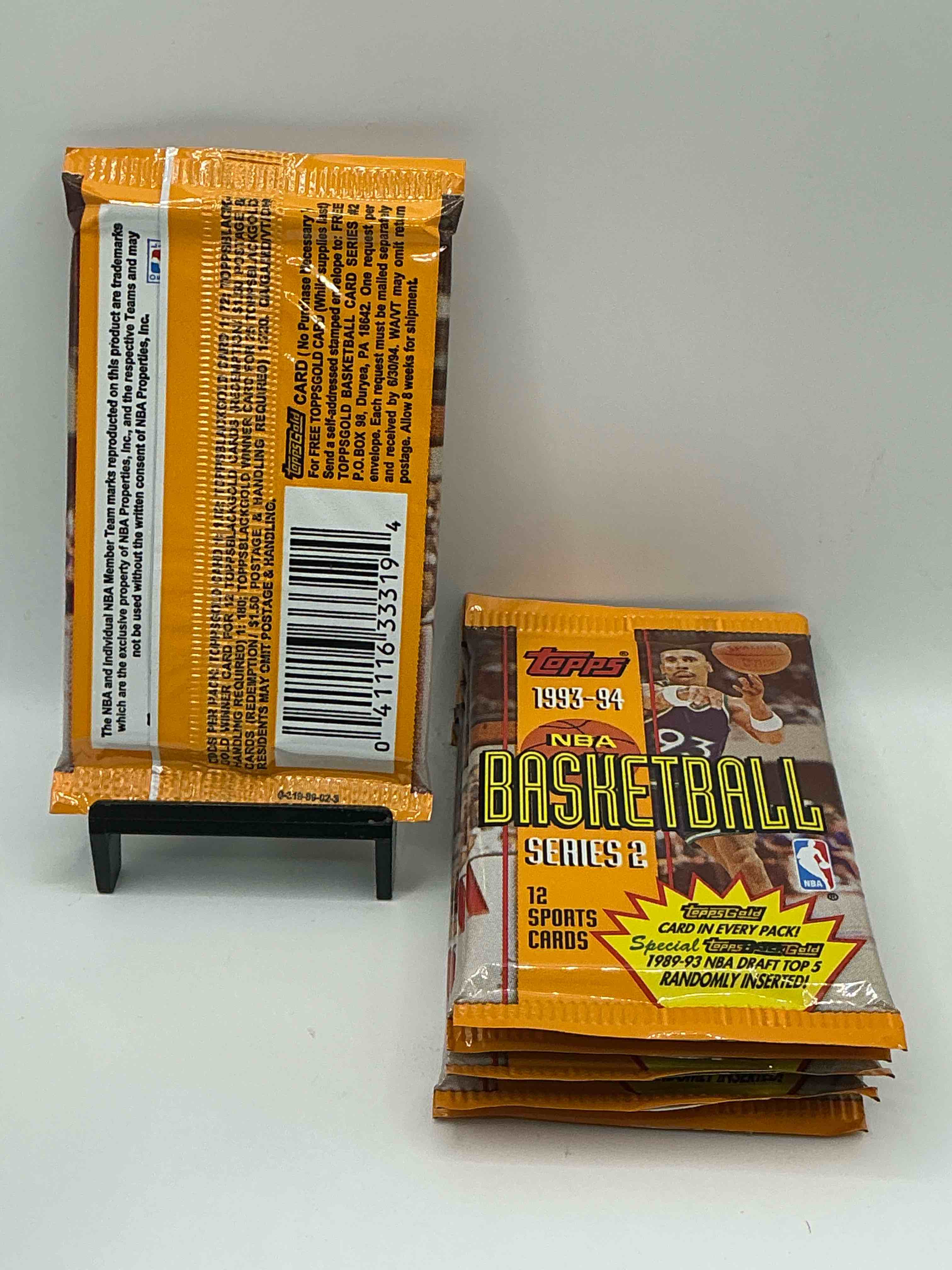 Condition photo showing New/Like New for NBA Bonanzal 1993- 94 Topps Stadium Club Series 2 Basketball Packs! 12 Premium Basketball Cards In Each Packl Search For Legends & Rookies Alikel Look For Michael Jordan, Shag O'Nell, Hakeem Olajuwon & More Ist Day Issue Cards, Frequent Flyer Cards, Members Only Cards & Rookies From Hardaway & Webber! Possible Pippen, Magic, Jordan, Robinson, Shaq, Olajuwon, Ewing & So Much More!