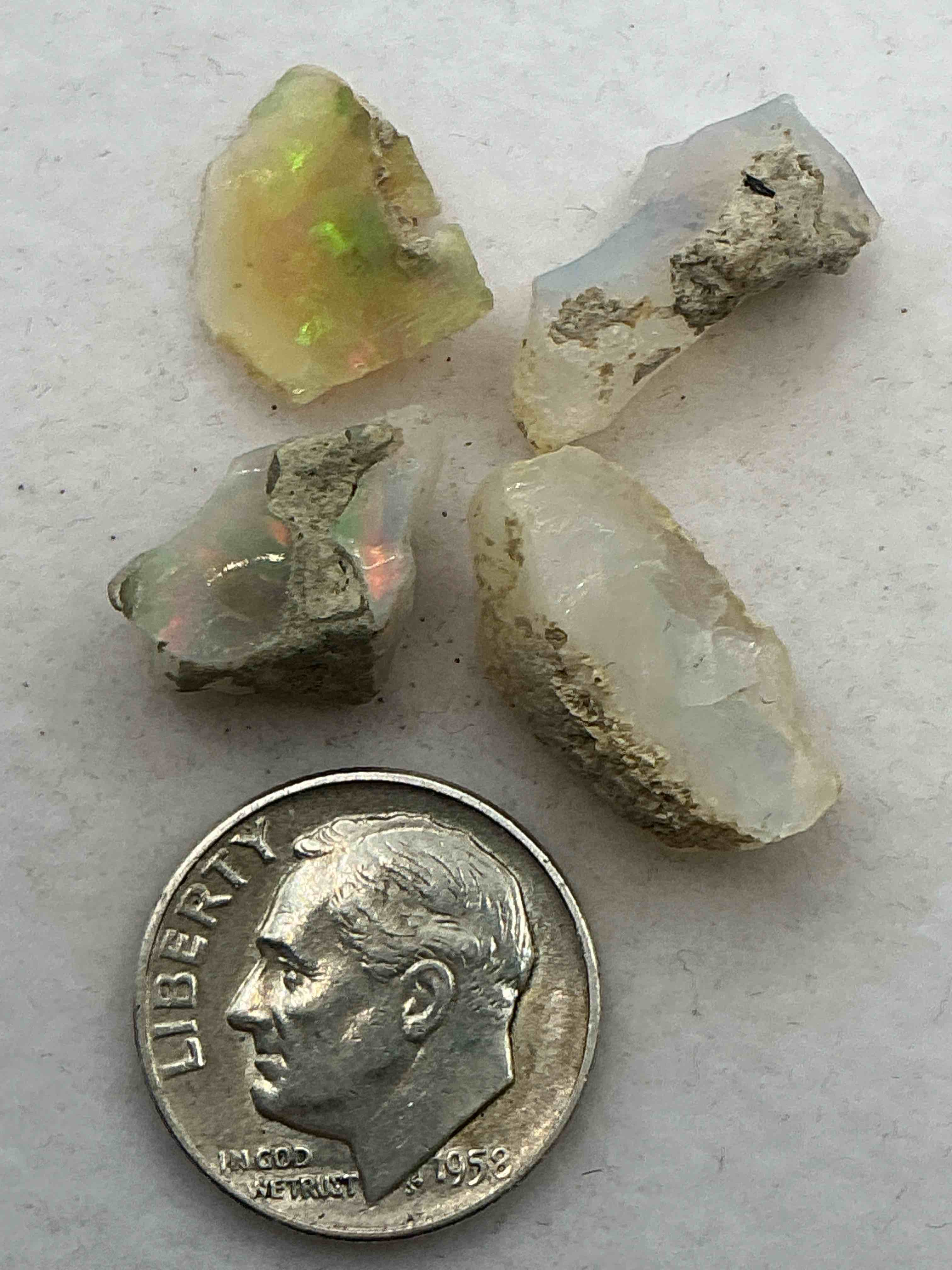 Condition photo showing Good Condition for Opal Precious Gemstone, Authentic! Opal Gemstone, Cut And/Or Faceted & Polished! Opals Are Famous For Their. Stunning Clarity & Hues & Likely Originate From Ethiopia. Opals Are Believed To Promote Hope, Purity & Love. The U.S. Dime In Image Is For Size Reference Only (Not Included). Own An Amazing, Stunning, Unique Opal Gemstone!