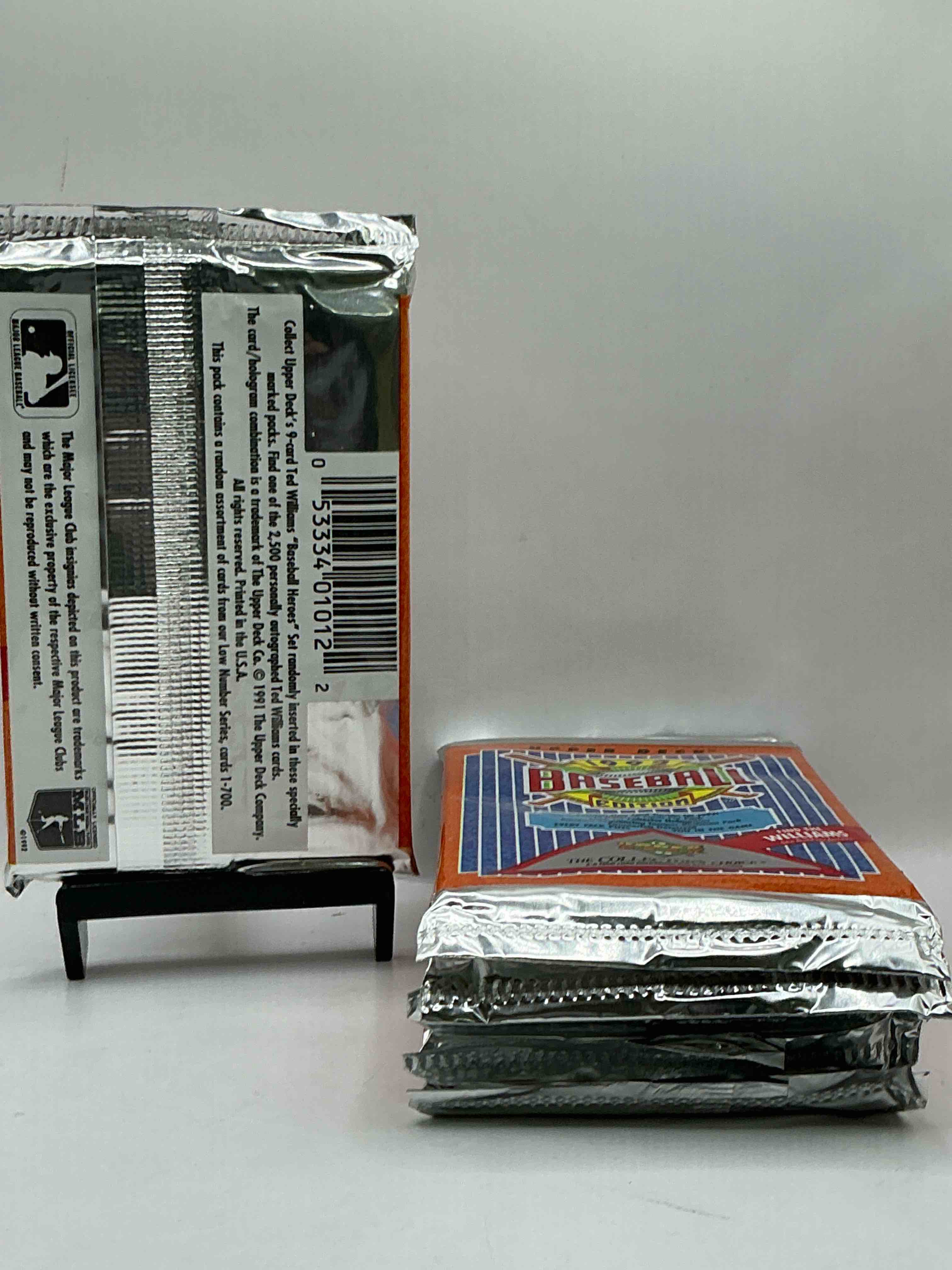 Condition photo showing New/Like New for 1992 Upper Deck Baseball Sealed Sports & Collectible Card Pack, Direct From Original Sealed Retail Case! Search For Ultra Rare & Valuable Ted Williams & Johnny Bench Signed Insert Cards As Well As Deion Sanders, Ken Griffey Jr., Nolan Ryan & So Much More!