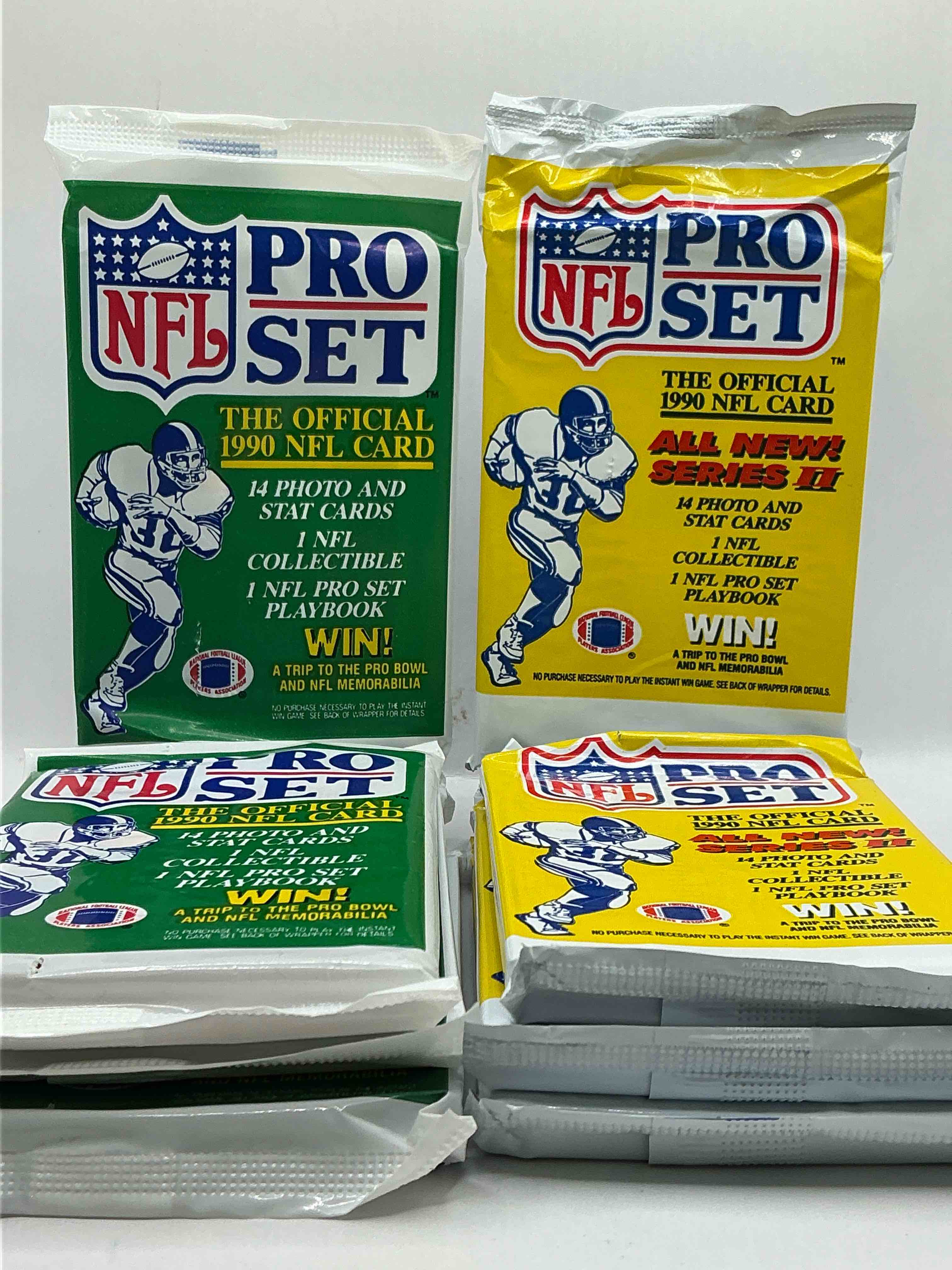 Condition photo showing New/Like New for Wow! 1990 Pro Set Football Sealed Card Packs, Series I & II, Direct From Original Retail Case!Highly Sought After By Collectors As This Year Is Loaded With High Profile Cards!Search For Cards From Barry Sanders, Deion Sanders, Troy Aikman, Michael Irvin & Much More! Getting Hard To Find!