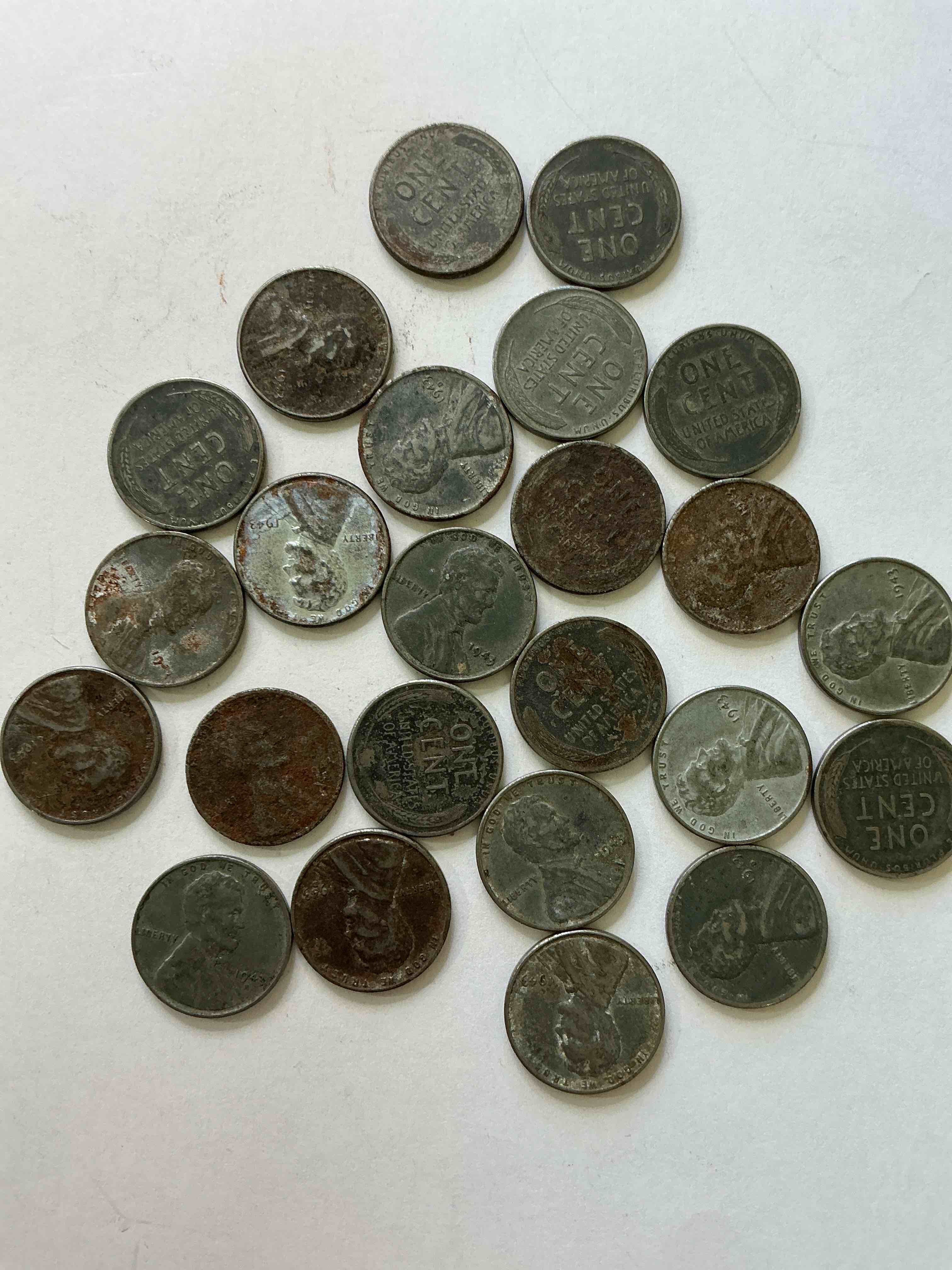 Condition photo showing Good Condition for 1943 World War Il History! Did You Know That In 1943 Copper Was So Valuable For Making Ammunition That The U.S. Treasury Made Pennies Out Of Steel?! 1943 STEEL Pennies Have Become Valuable, Rare Collector Items! Up For Auction Are Rare WWII Steel Pennies Appearing Circulated. Own Pieces Of World War II History That Are An Awesome Investment!