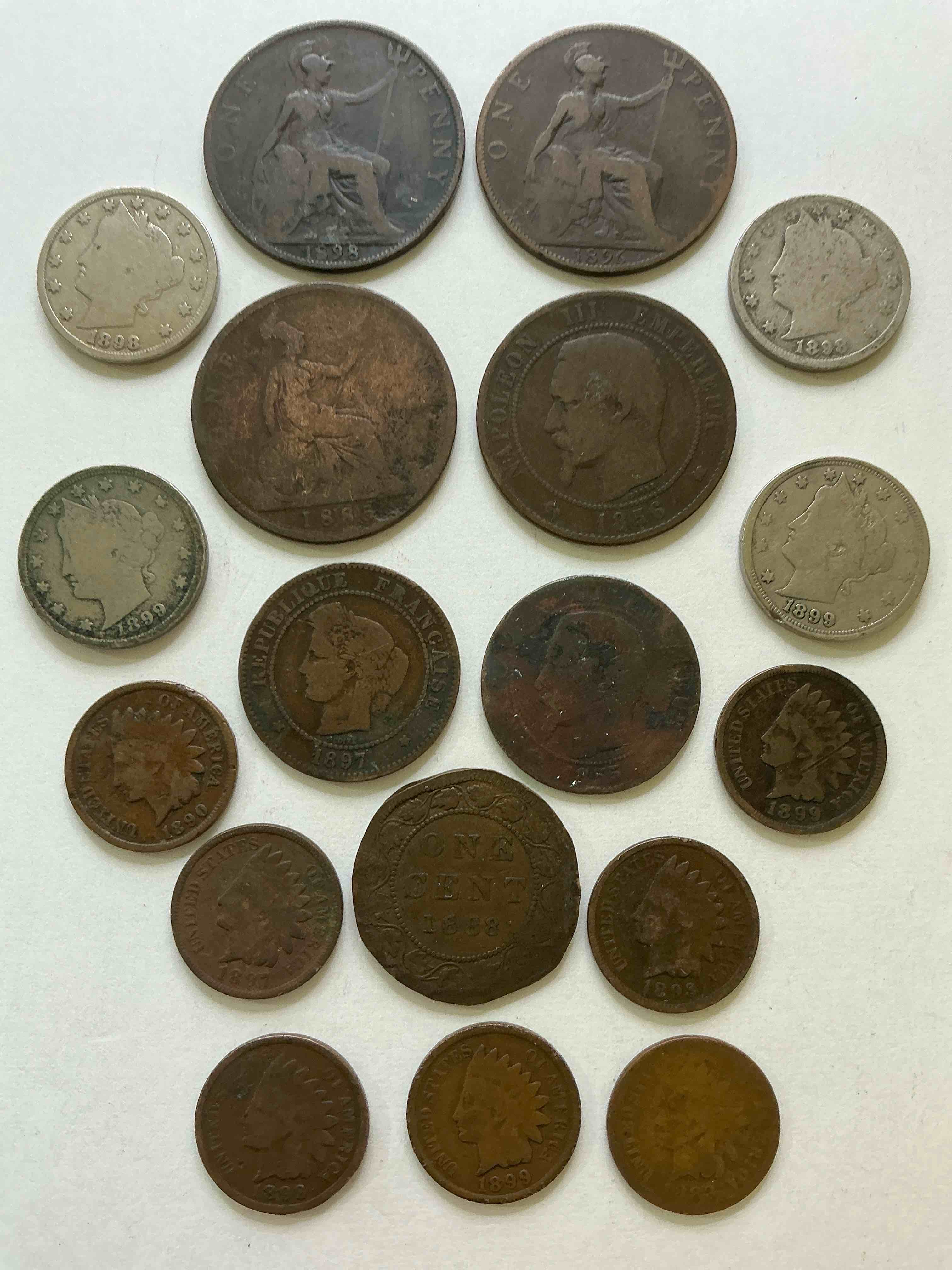 Condition photo showing Good Condition for 1800’s Coin Lot! From All Over The World! Pre 1900’s Coin Lot, With Some Awesome Coins, Perfect Addition To Any Collection!