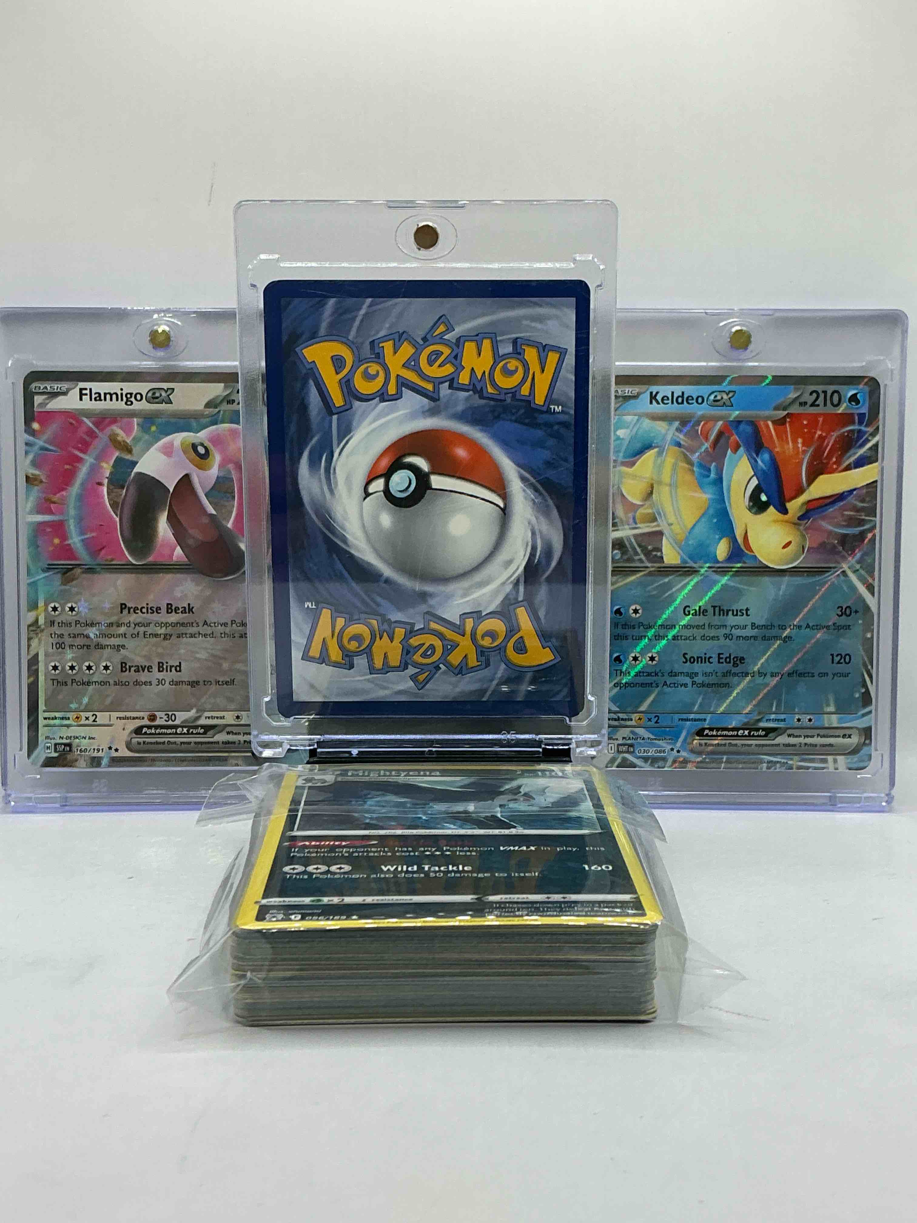 Condition photo showing New/Like New for Pokémon Palooza! Charizard GX Holo, Keldeo EX Holo, Flamingo EX Holo & More! 50 Card Pokémon Lot, Includes Commons, Legends, Heroes & More!