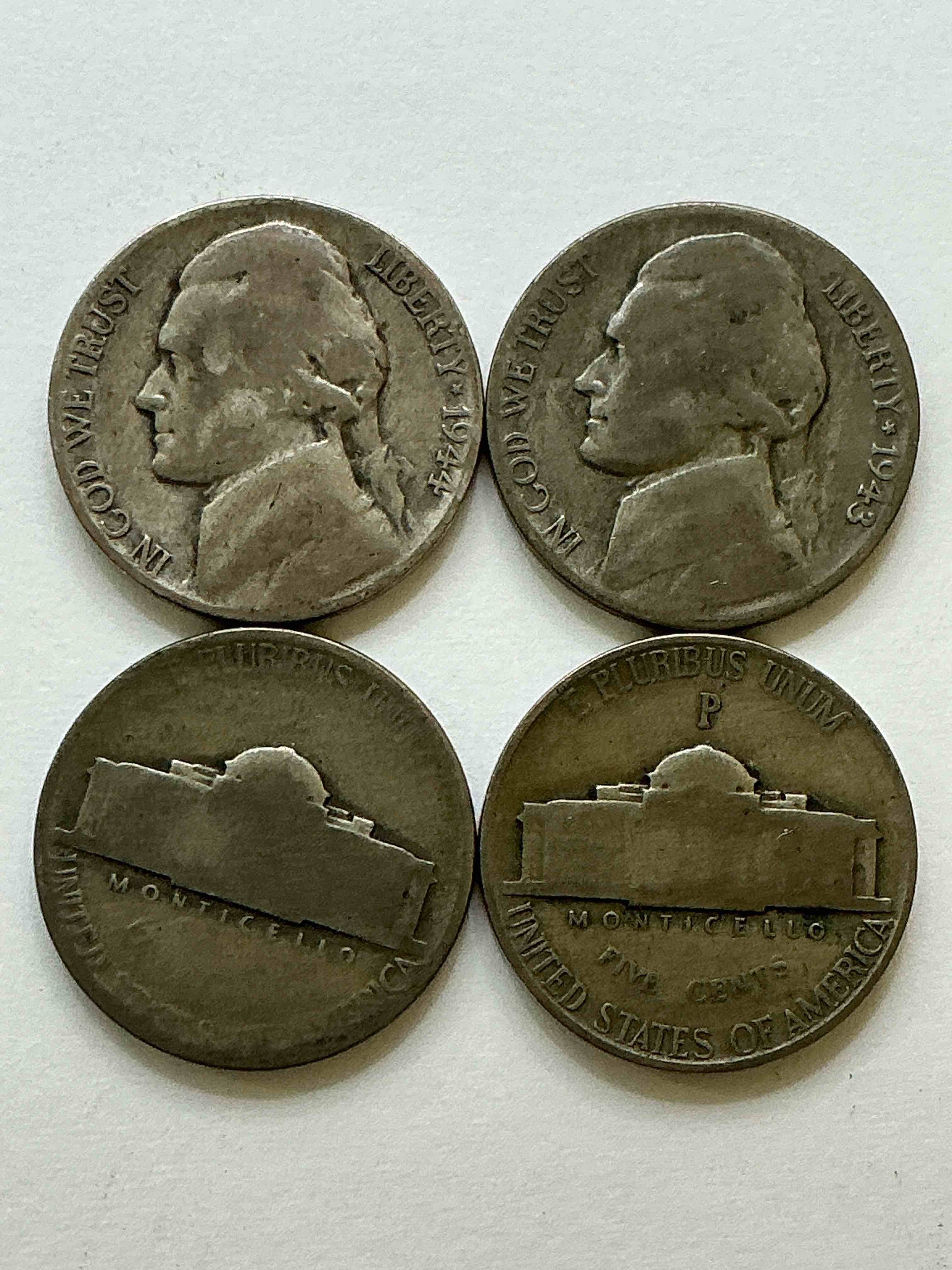 Condition photo showing Good Condition for World War II Silver! Did You Know That Nickels Were Actually Made Of Silver During World War II In 1942- 1945! This Is Because America Needed Nickel To Make Ammunition, So The U.S. Treasury Made Nickels Out Of Partial Silver Instead Of Nickel For These Three Years Only! Own Great Pieces Of Rare World War II Silver. All Silver Nickels Dated… Some At The Height Of The War! Each Nickel Was Minted At 35% Silver, 56% Copper & 9% Manganese. Own Rare Pieces Of Valuable World War II Precious Metal History! Hard To Find!