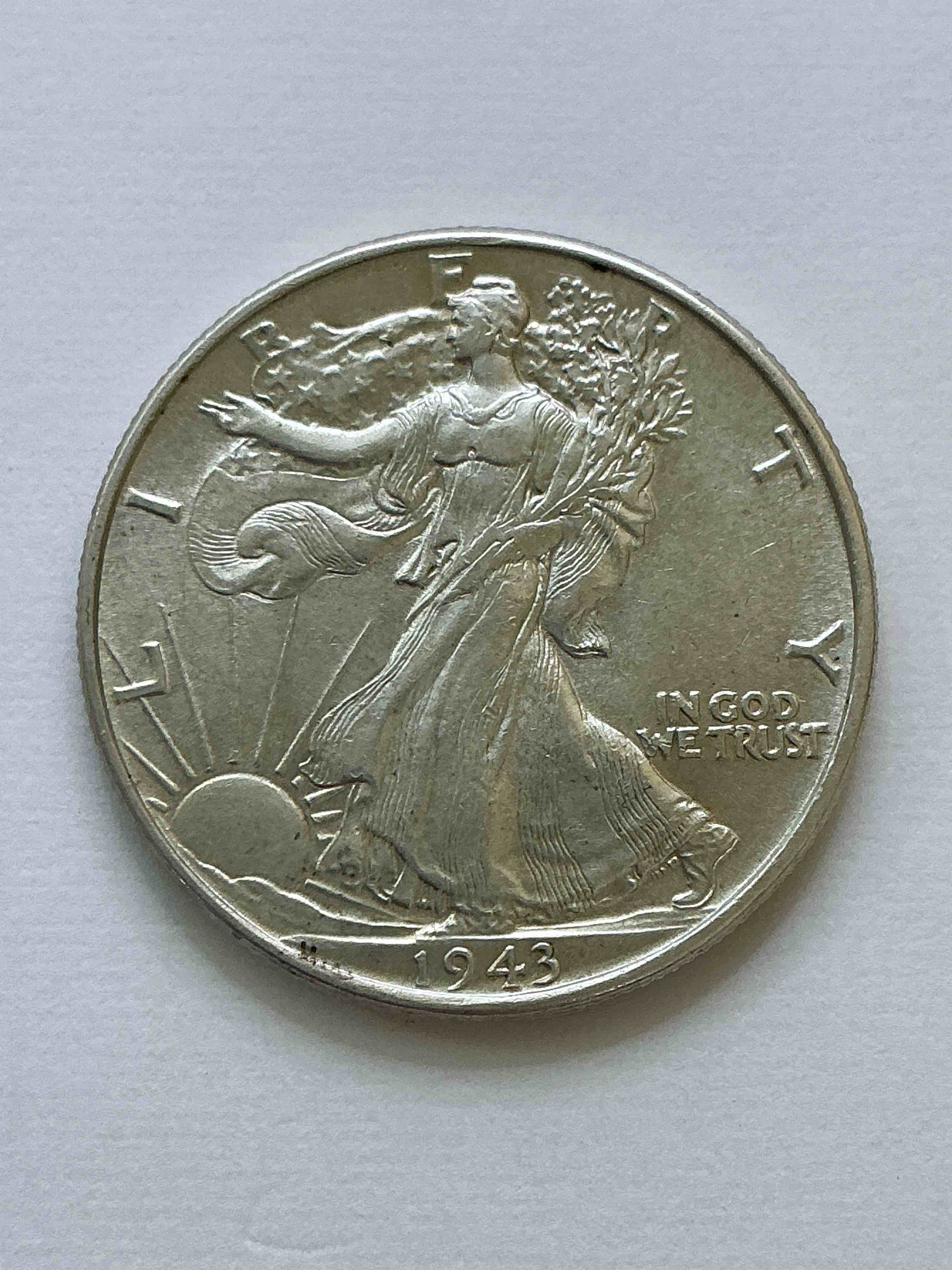 World War II Era Silver! Antique U.S. Silver! Liberty Walking Silver Half Dollar! This Striking Half Dollars Were Minted From 1916-1947 & Have Become Some Of The Most Collectible Coins In History! Here Is A Striking, Appears Uncirculated, Examples From 1943! Liberty Walking Coins Are 90% Fine U.S. Silver, A Great Investment In Precious Metal!
