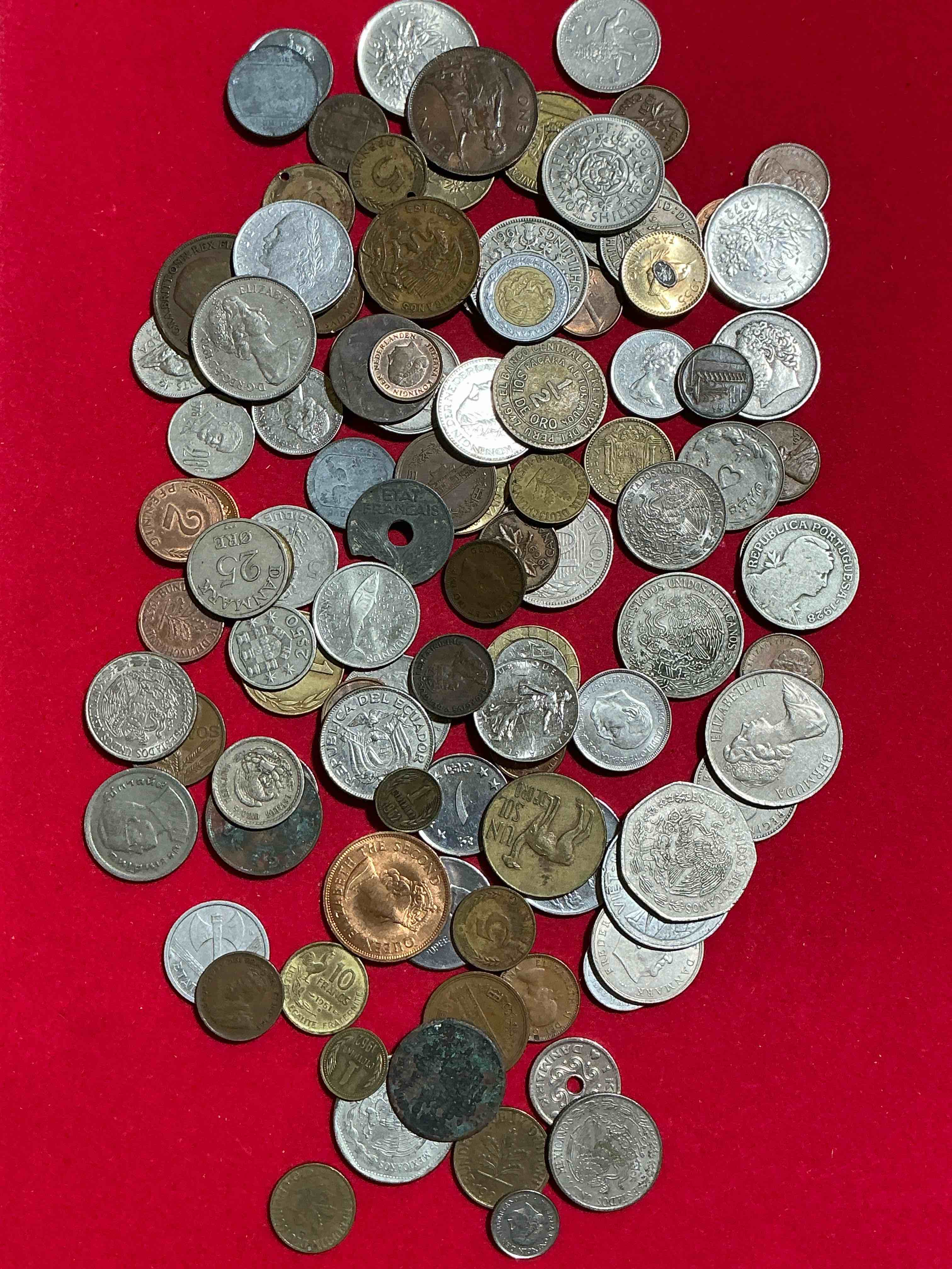 Condition photo showing Good Condition for World Coins, Antique & Vintage! Each Lot Is Unique! Many Different Years, Countries, Sizes & Exotic Places. This Cool Collection Of Antique Coins From Around The World Is Loads Of Fun! Have Fun Identifying Each Coin & Country As A Great Educational Tool! A Great Investment Too!