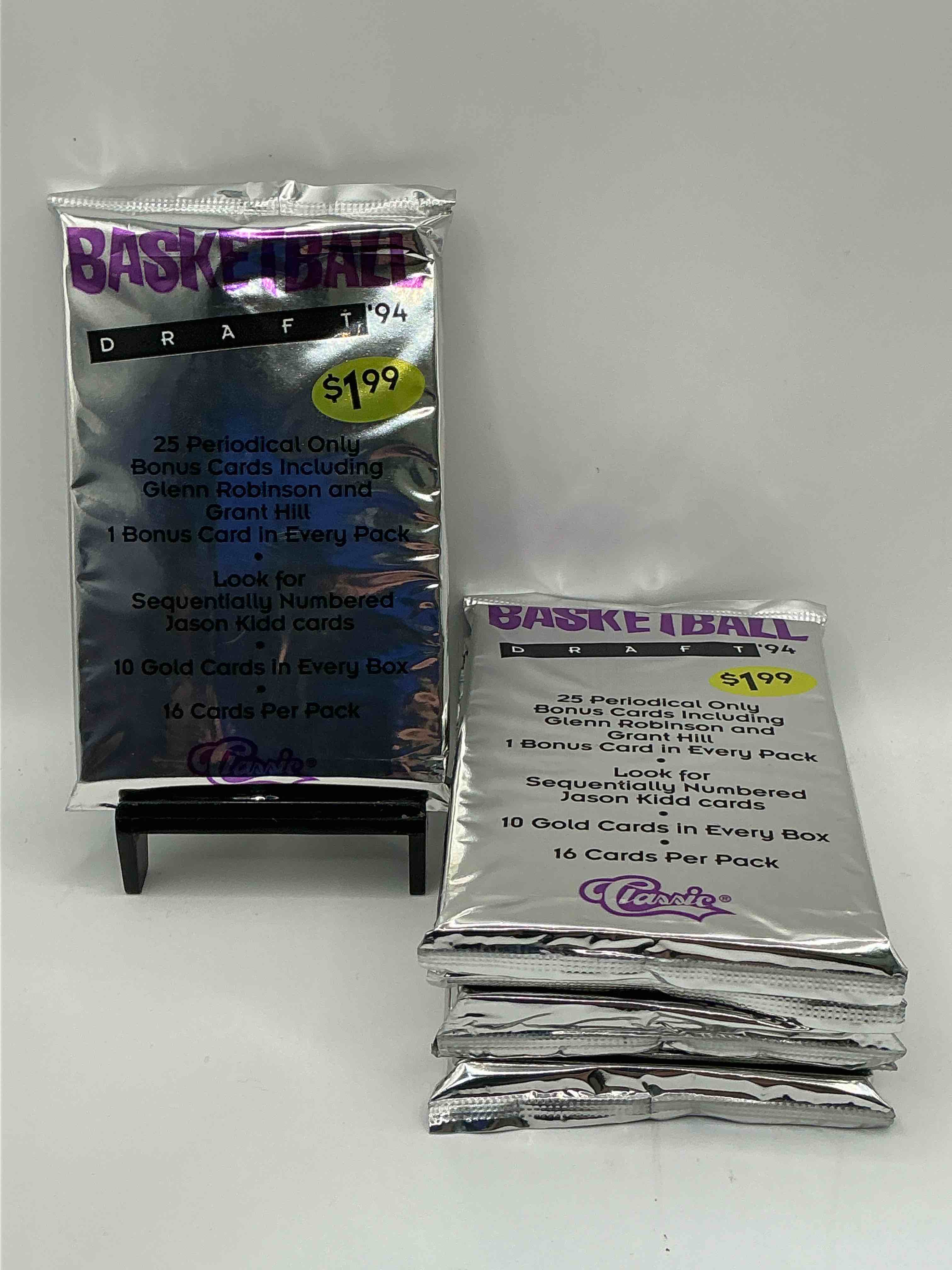 1994 Classic Draft Picks Unopened Basketball Packs! Search For Jason Kidd & Grant Hill Rookies, Along With Other Big Names From The Year! Look For Exclusive Illustrated Cards & Numbered Cards Too!