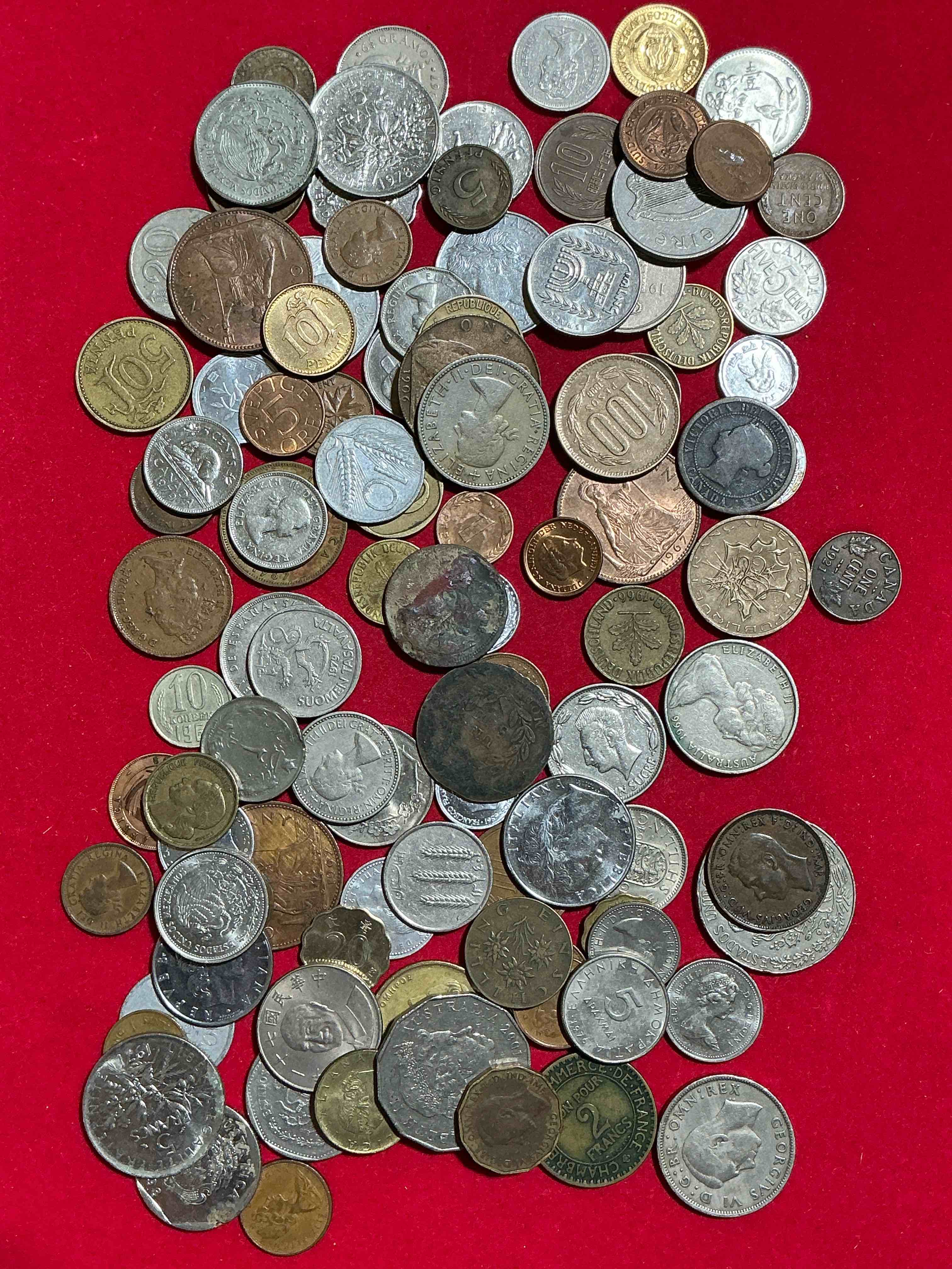 Condition photo showing Good Condition for World Coins, Antique & Vintage! Each Lot Is Unique! Many Different Years, Countries, Sizes & Exotic Places. This Cool Collection Of Antique Coins From Around The World Is Loads Of Fun! Have Fun Identifying Each Coin & Country As A Great Educational Tool! A Great Investment Too!