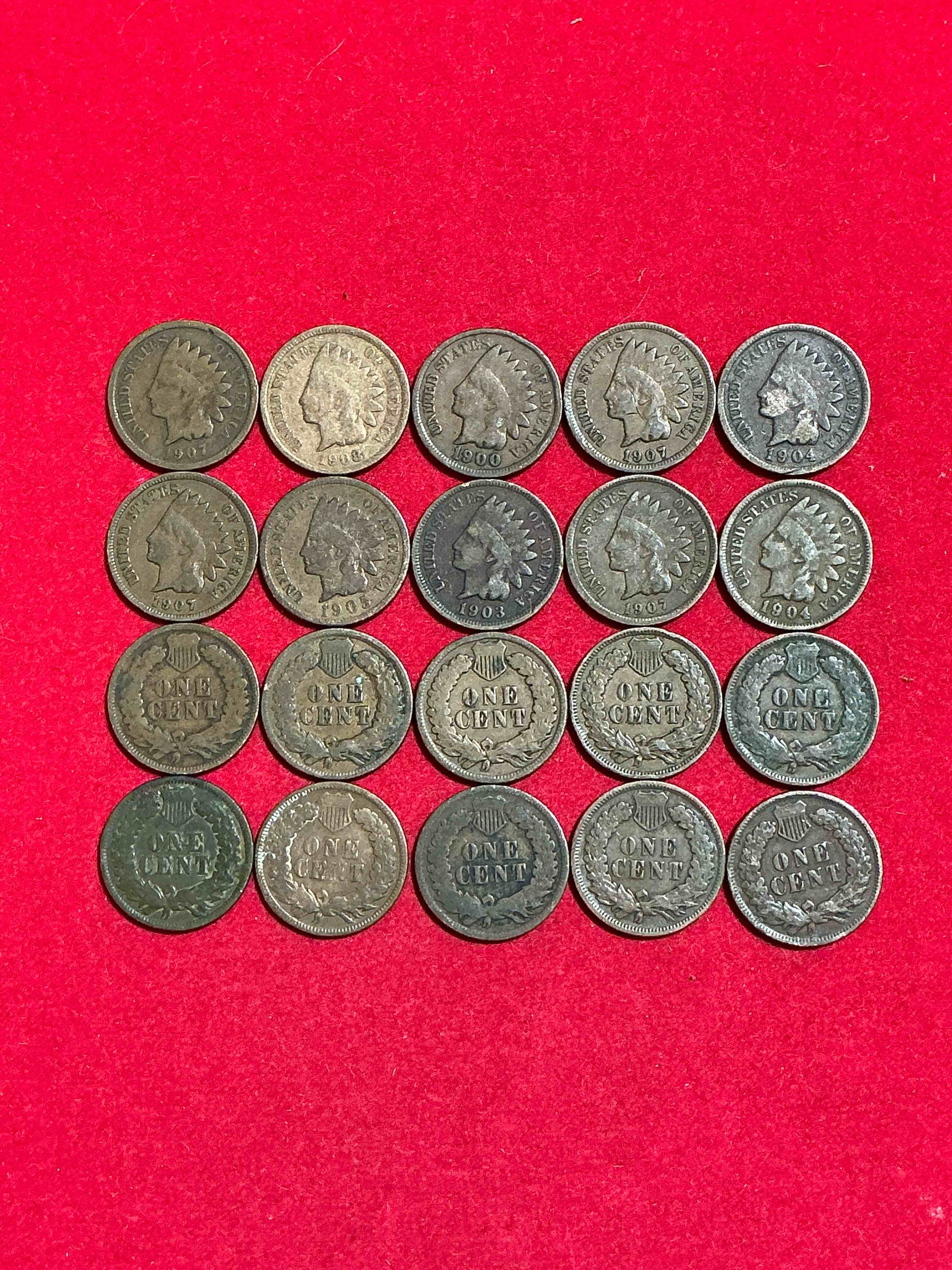 Condition photo showing Good Condition for Indian Head Pennies! These Gorgeous U.S. Pennies Were Minted From 1859-1909 & Have Become Serious Collector Items! The "Indian Head" Design Is Actually A Representation Of Lady Liberty Wearing An Indian Headdress. Here Are Beautiful, Well-Kept Examples Representing Many Different Mint Years! Great For Collecting, Investing & Learning History, & Rare With Visible Dates!