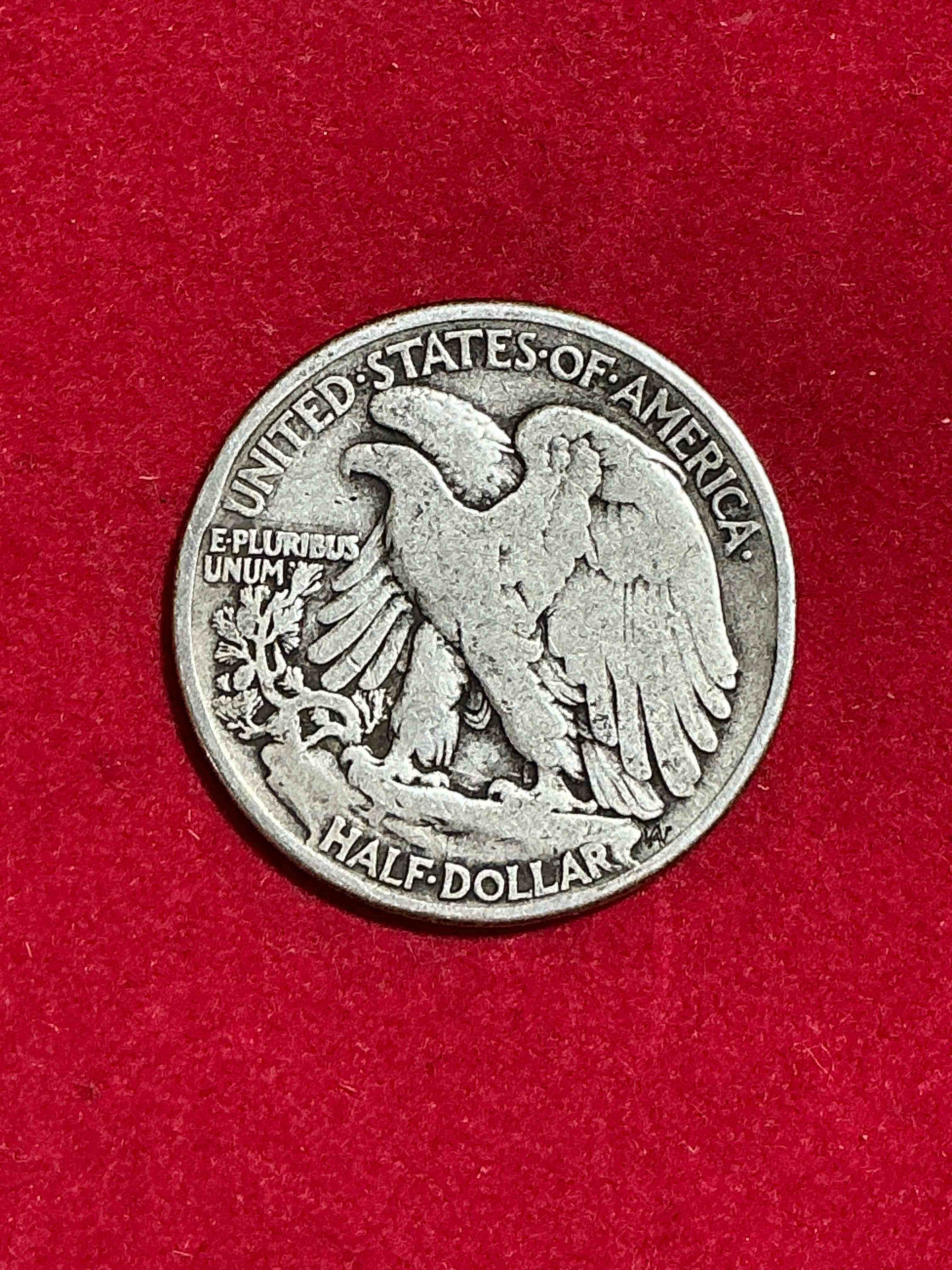 Condition photo showing Good Condition for World War II Era Silver! Antique U.S. Silver! Liberty Walking Silver Fine U.S. Silver Half Dollar! This Striking Half Dollars Were Minted From 1916-1947 & Have Become Some Of The Most Collectible Coins In History! Here Is A Striking Appears Uncirculated Example From 1945! Liberty Walking Coins Are 90% Fine U.S. Silver, A Great Investment In Precious Metal!