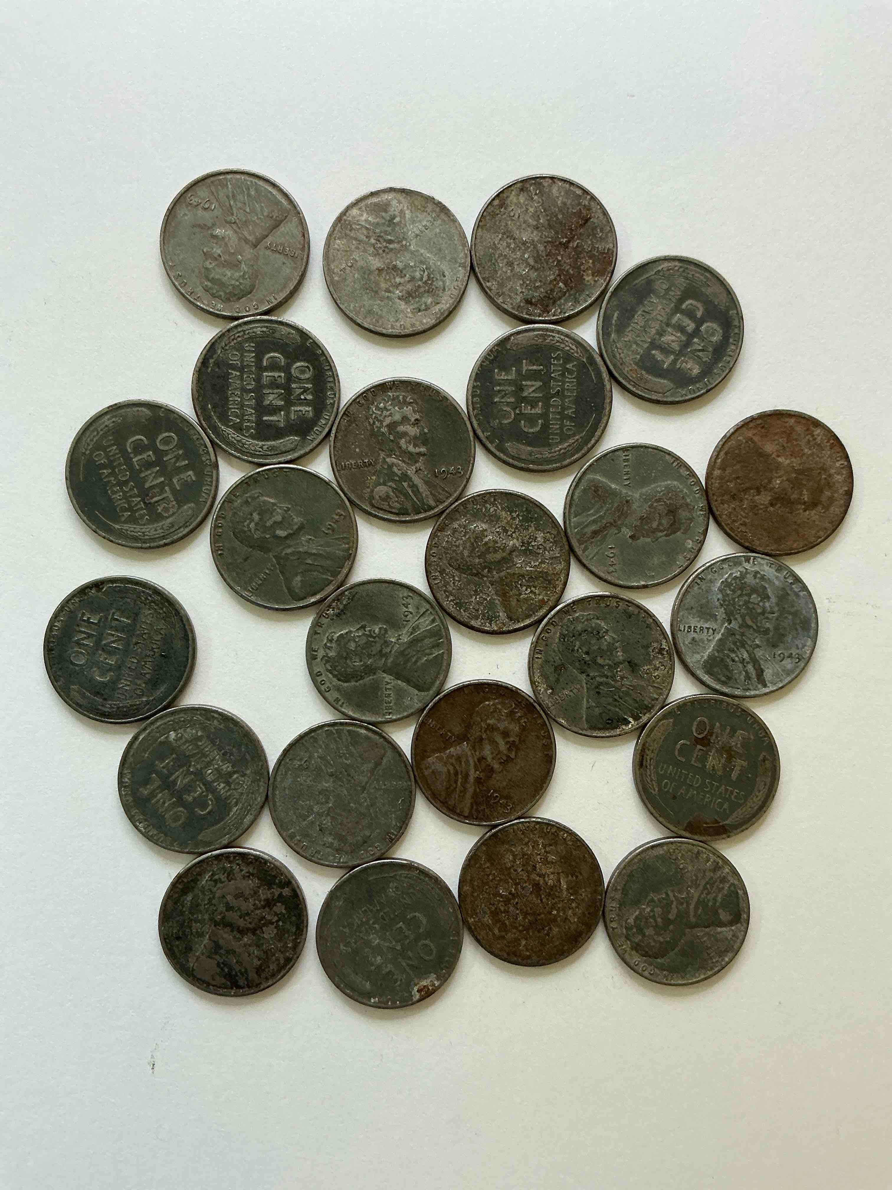 Condition photo showing Good Condition for 1943 World War Il History! Did You Know That In 1943 Copper Was So Valuable For Making Ammunition That The U.S. Treasury Made Pennies Out Of Steel?! 1943 STEEL Pennies Have Become Valuable, Rare Collector Items! Up For Auction Are Rare WWII Steel Pennies Appearing Circulated. Own Pieces Of World War II History That Are An Awesome Investment!