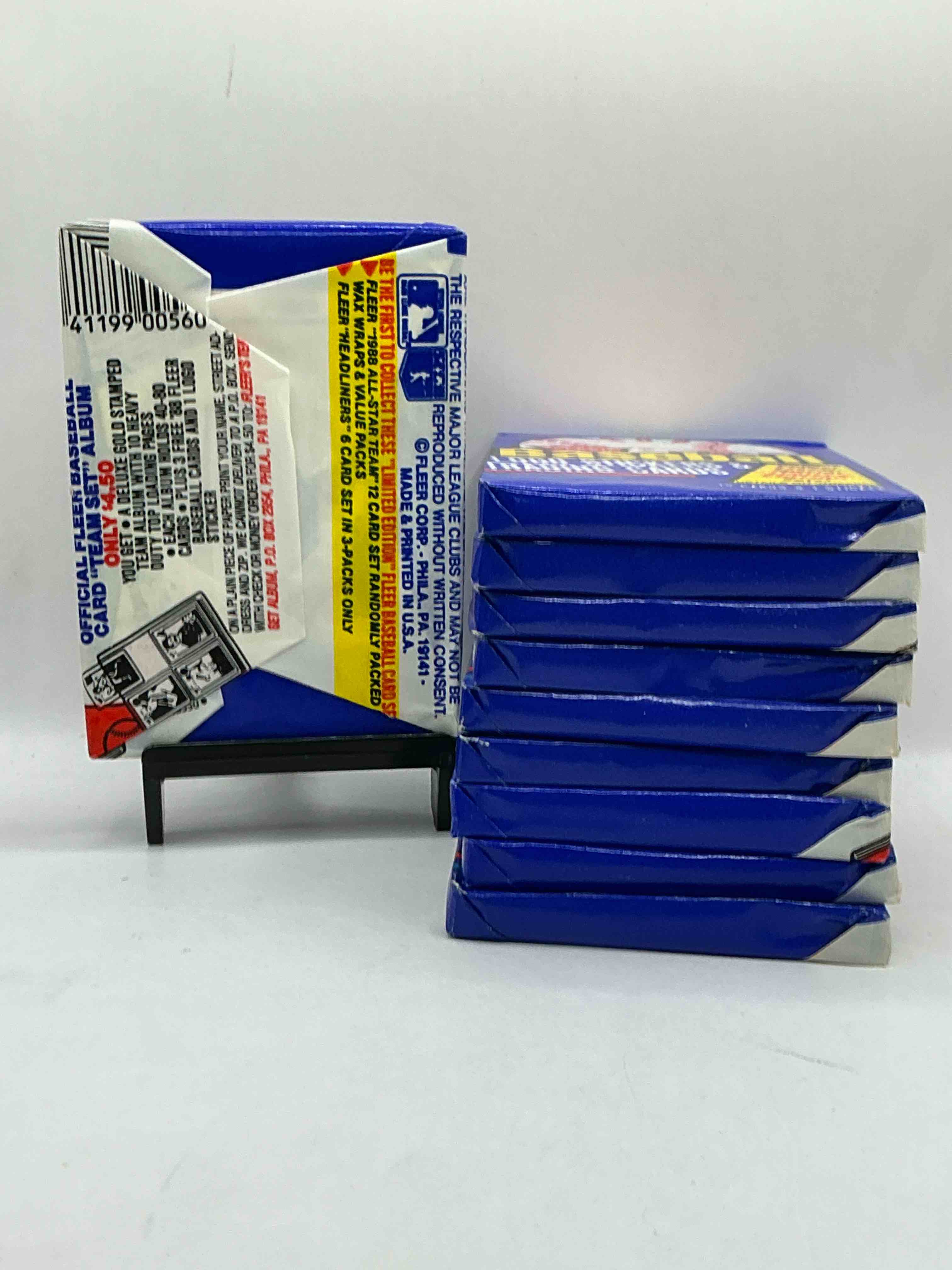 Condition photo showing New/Like New for 80's Vintage! 1988 Fleer Baseball Unopened Packs! Direct From Original Box! Search For Valuable Don Mattingly & Nolan Ryan Cards!