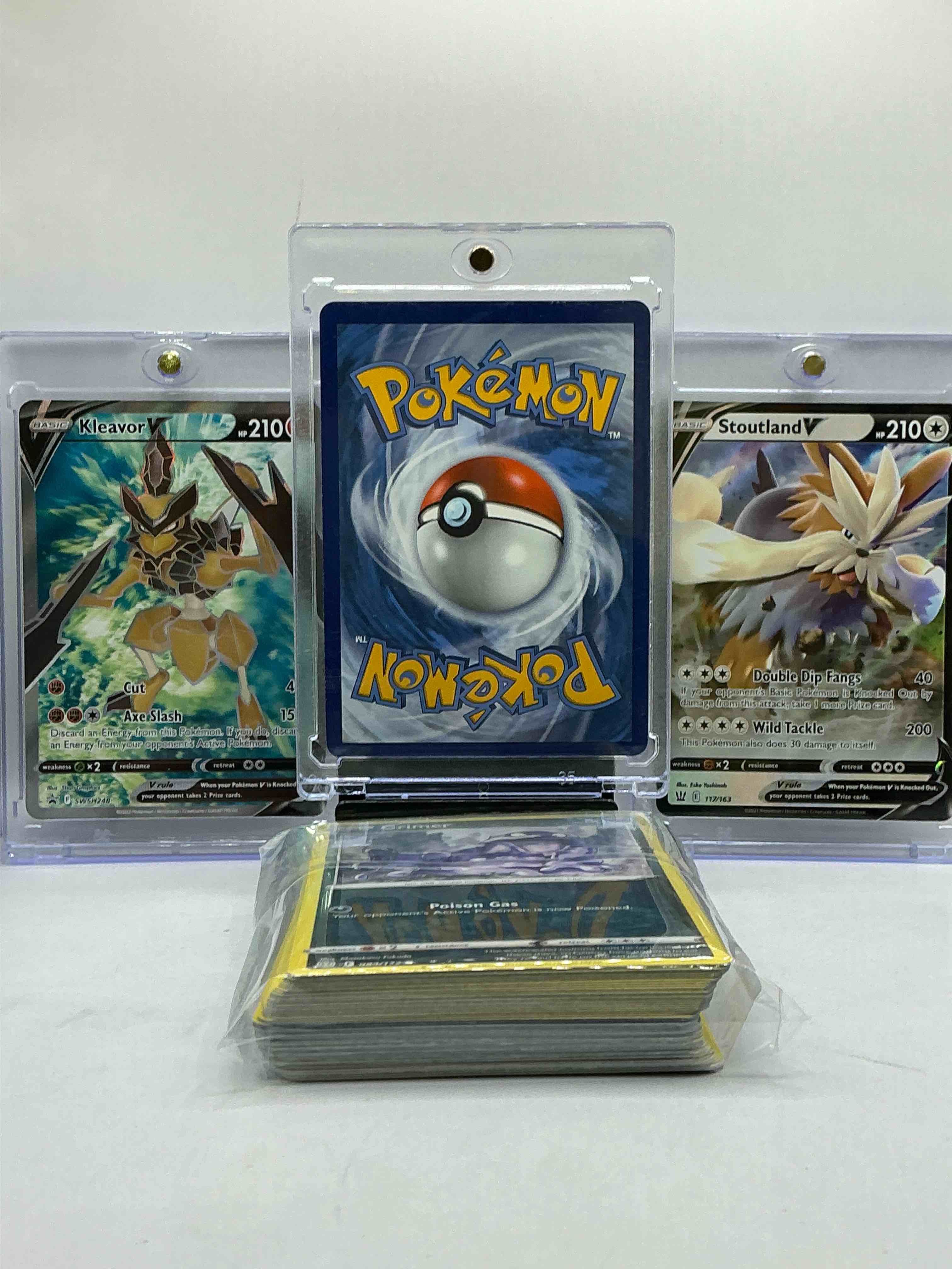 Condition photo showing New/Like New for Lucario V Holo, Stoutland V, Kleavor V & More! Holos, Legends, Commons & More All Included In This 50 Card Lot! Pokémon Palooza!