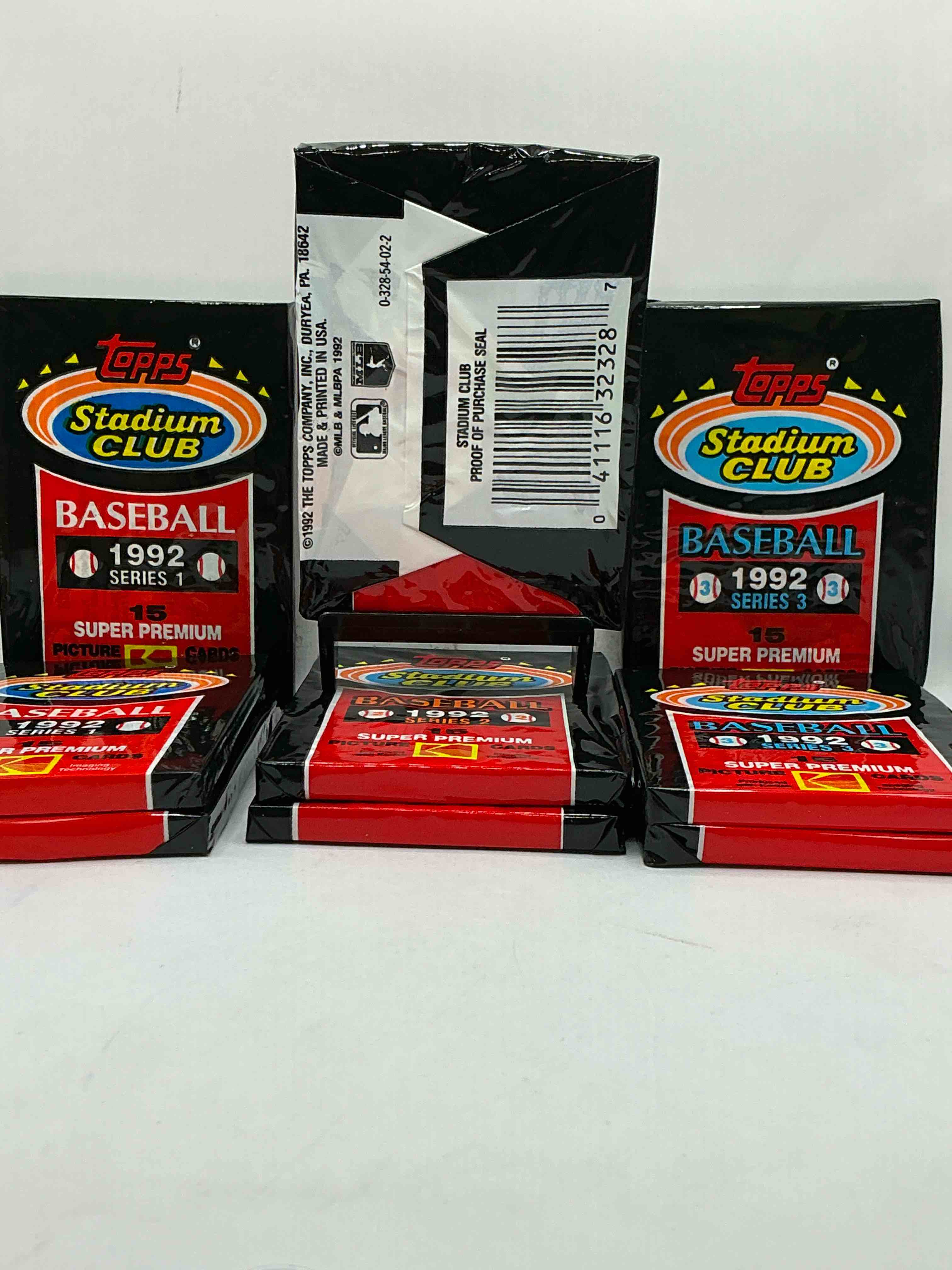 Condition photo showing New/Like New for Ken Griffey Jr!? Frank Thomas!? Baseball Insanity! 1992 Topps Stadium Club Baseball Series I, II & III Unopened Packs, Direct From Box! 15 Premium Baseball Cards In Each Pack! Search For Griffey Jr, Nolan Ryan, Frank Thomas & So Much More!Search For 1980's Stars & Hall Of Famers!