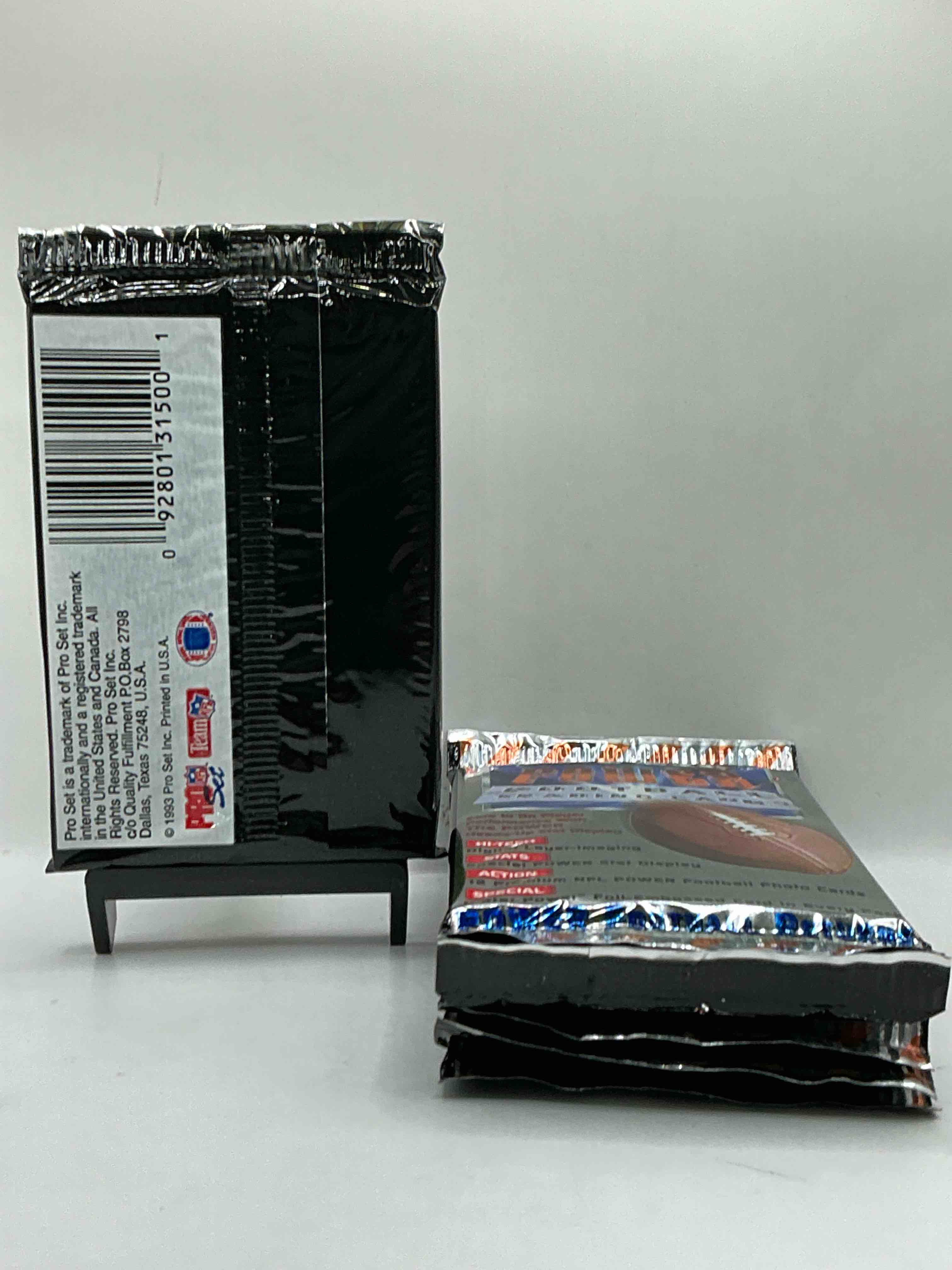 Condition photo showing New/Like New for BOOM! 1993 Pro Set POWER Football Trading Cards! One Star Foil Embossed Card In Every Pack! Search For Insane Cards From Joe Montana, Jerry Rice, Jerome Bettis & Drew Bledsoe Rookies, Barry Sanders, Bo Jackson & More!