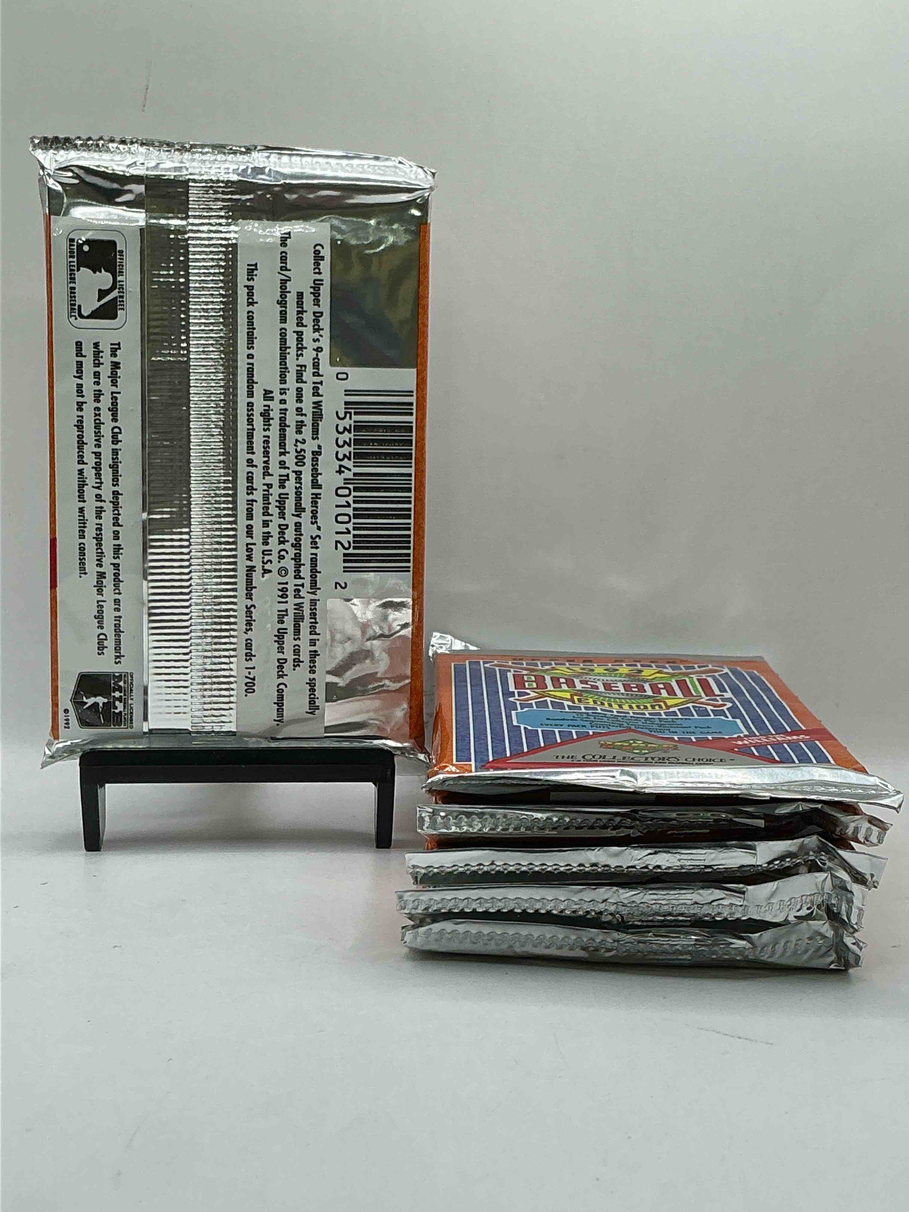 Condition photo showing New/Like New for 1992 Upper Deck Baseball Sealed Sports & Collectible Card Pack, Direct From Original Sealed Retail Case! Search For Ultra Rare & Valuable Ted Williams & Johnny Bench Signed Insert Cards As Well As Deion Sanders, Ken Griffey Jr., Nolan Ryan & So Much More!