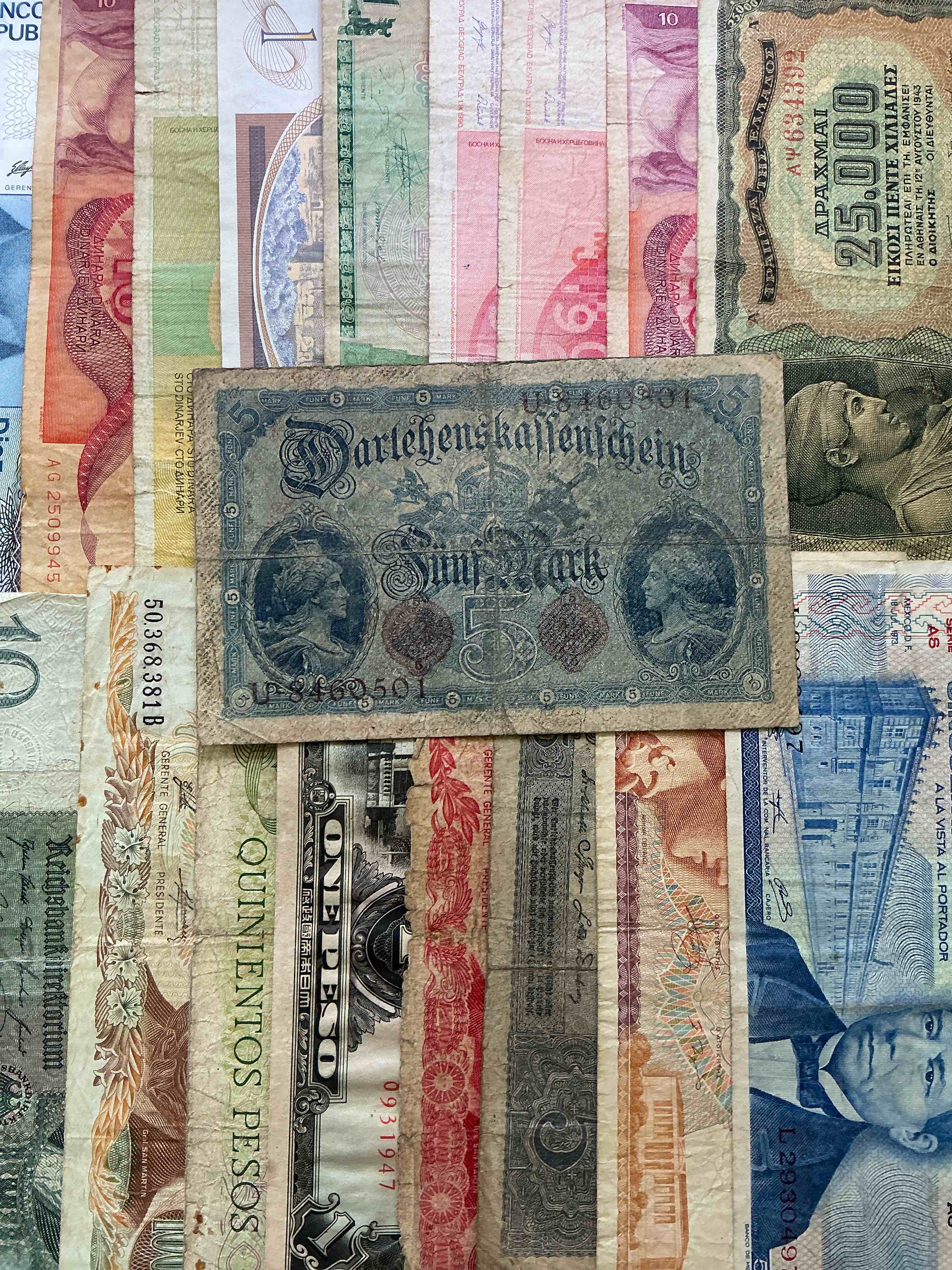 Condition photo showing Good Condition for World Antique & Modern Authentic Paper Money! Genuine Paper Currency From Around The World, All Bills Unique & Typically Span The Last 100 Years Or So! In Circulated & Uncirculated Condition! Impossible To Collect! 