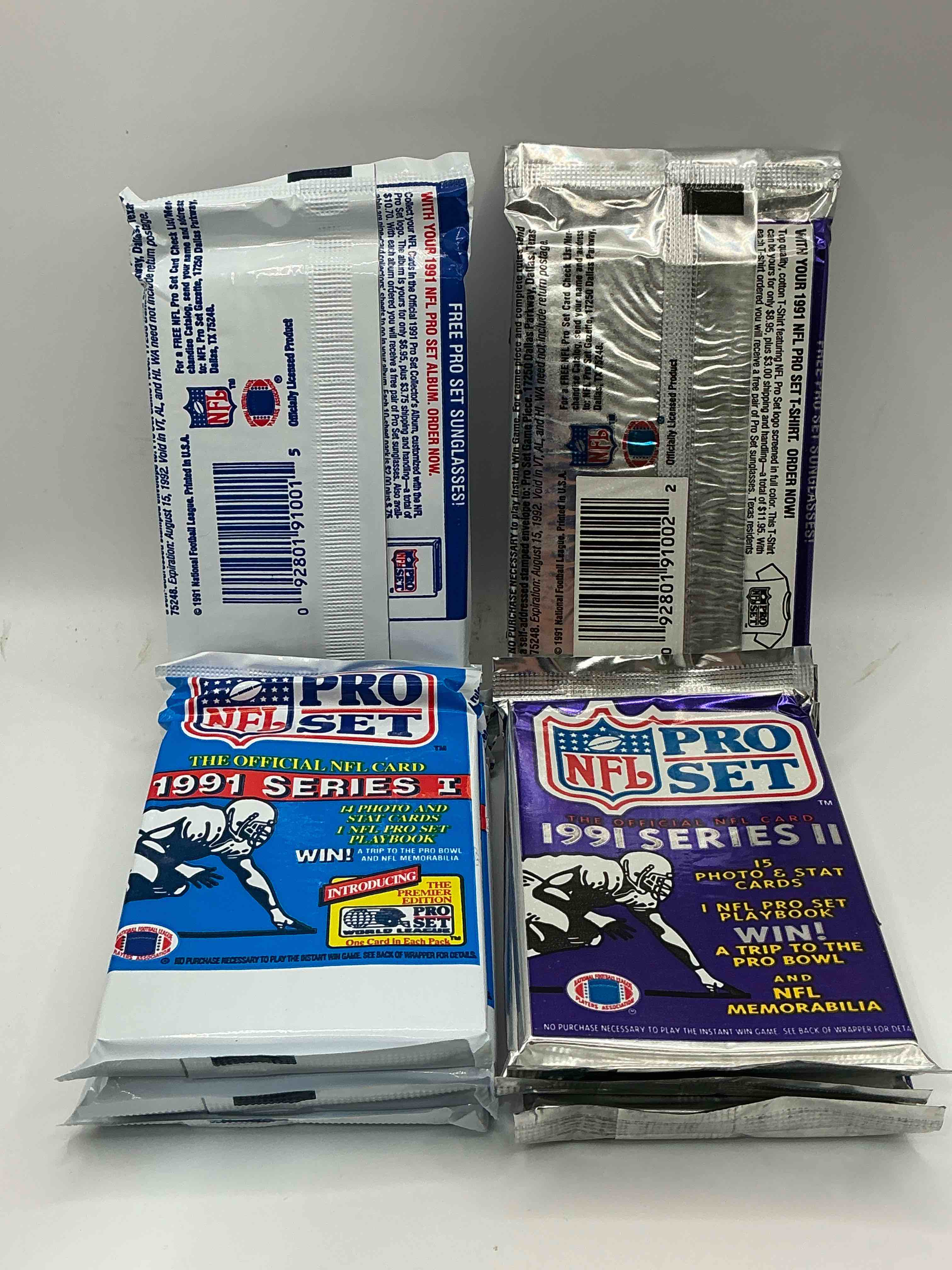 Condition photo showing New/Like New for Wow! 1991 Pro Set Football Sealed Card Packs Series I & II, Direct From Original Retail Case!Highly Sought After By Collectors As This Year Is Loaded With High Profile Cards!Search For Cards From Barry Sanders, Deion Sanders, Troy Aikman, Michael Irvin & Much More! Getting Hard To Find!