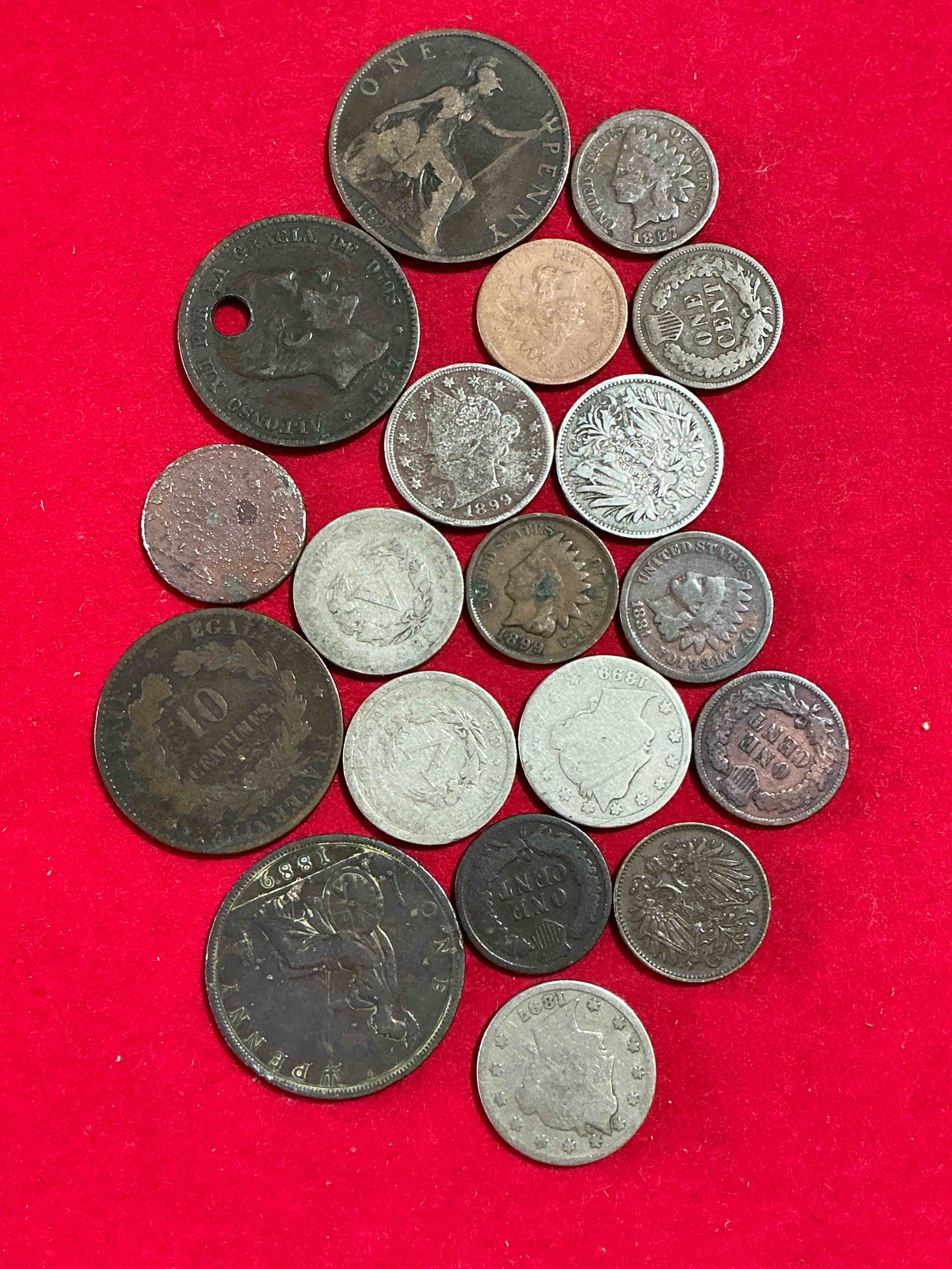 Condition photo showing Good Condition for 1800’s Coins!!! Lot Of 18 Coins All From The 19th Century! Each One Is Unique And Has Seen 100s Of Years Of History!