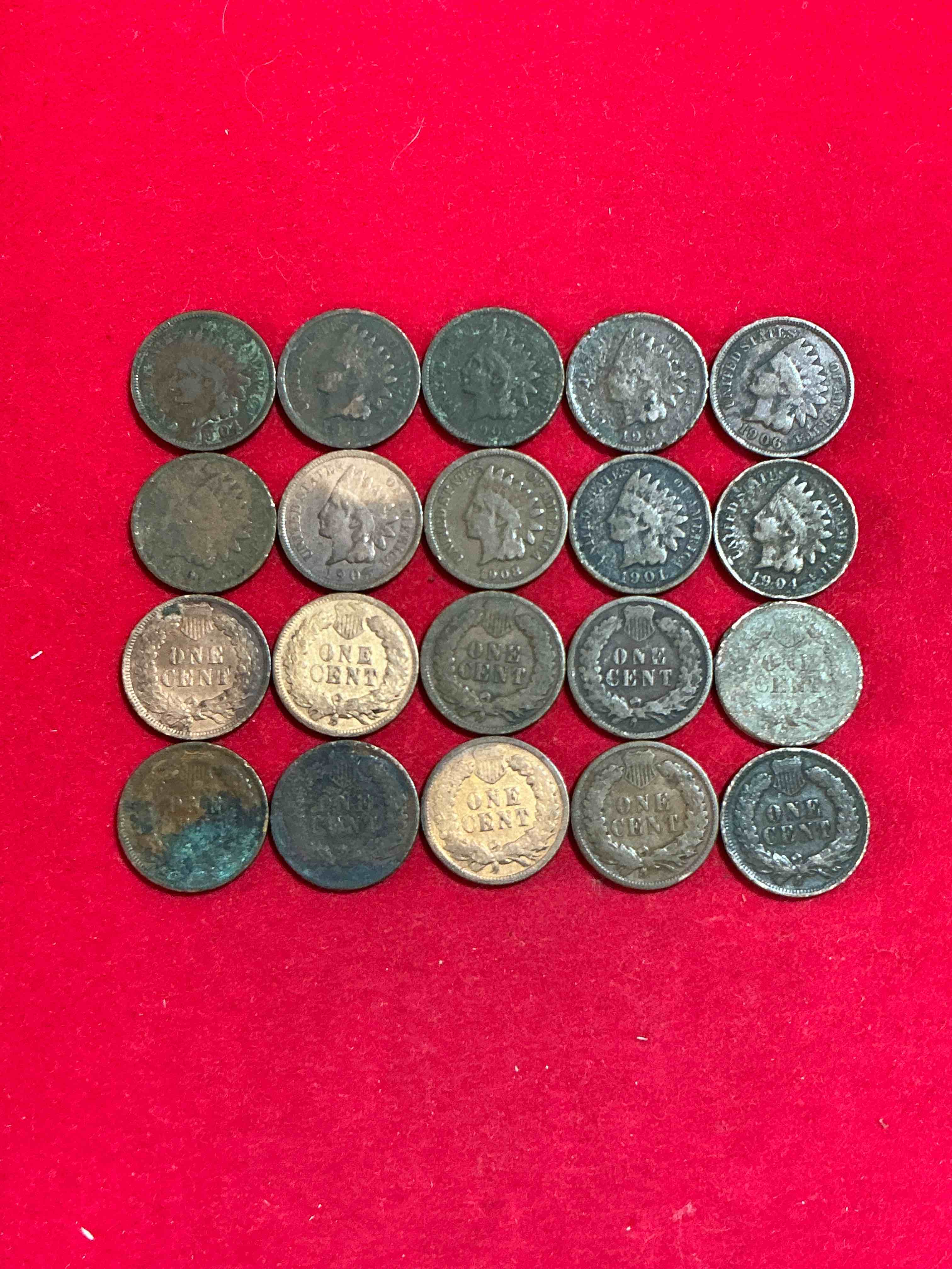 Condition photo showing Good Condition for Indian Head Pennies! These Gorgeous U.S. Pennies Were Minted From 1859-1909 & Have Become Serious Collector Items! The "Indian Head" Design Is Actually A Representation Of Lady Liberty Wearing An Indian Headdress. Here Are Beautiful, Well-Kept Examples Representing Many Different Mint Years! Great For Collecting, Investing & Learning History, & Rare With Visible Dates!