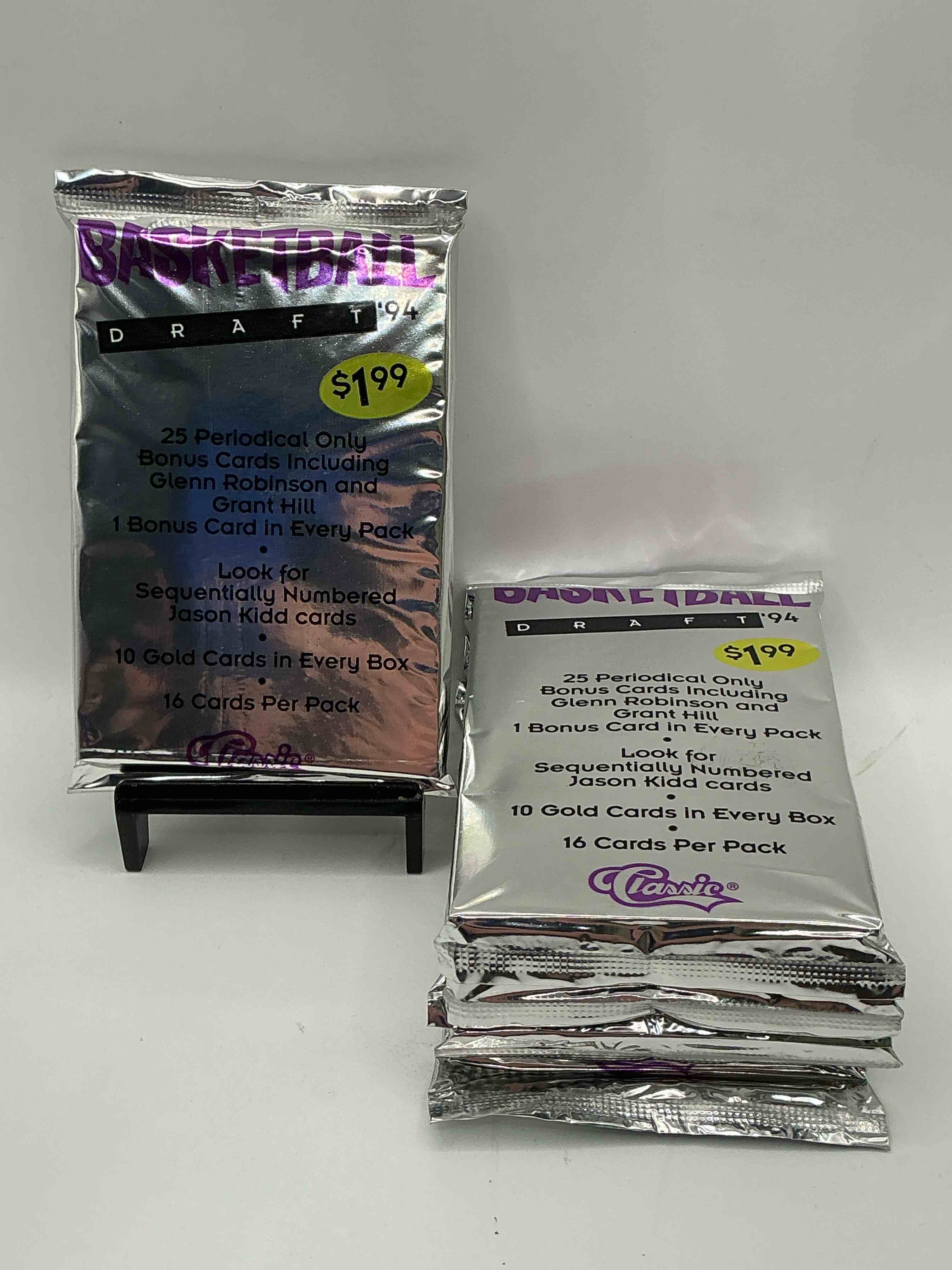 1994 Classic Draft Picks Unopened Basketball Packs! Search For Jason Kidd & Grant Hill Rookies, Along With Other Big Names From The Year! Look For Exclusive Illustrated Cards & Numbered Cards Too!