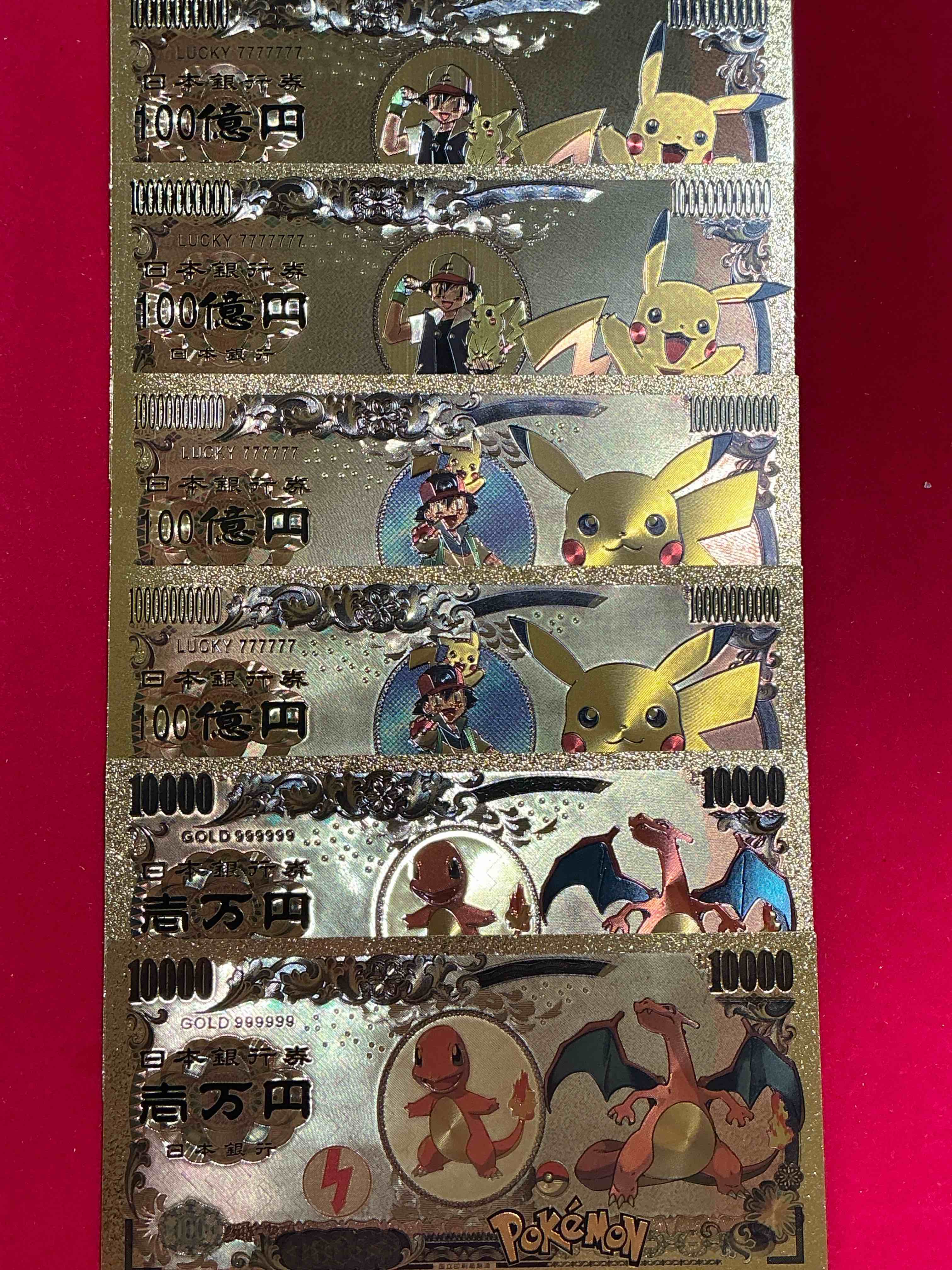 Condition photo showing New/Like New for Pokémon Novelty Gold In Color Dollars! Ultra Cool Novelty 10,000 Pokémon Bill With Characters & Cool Designs! Rare & Hard To Get! 