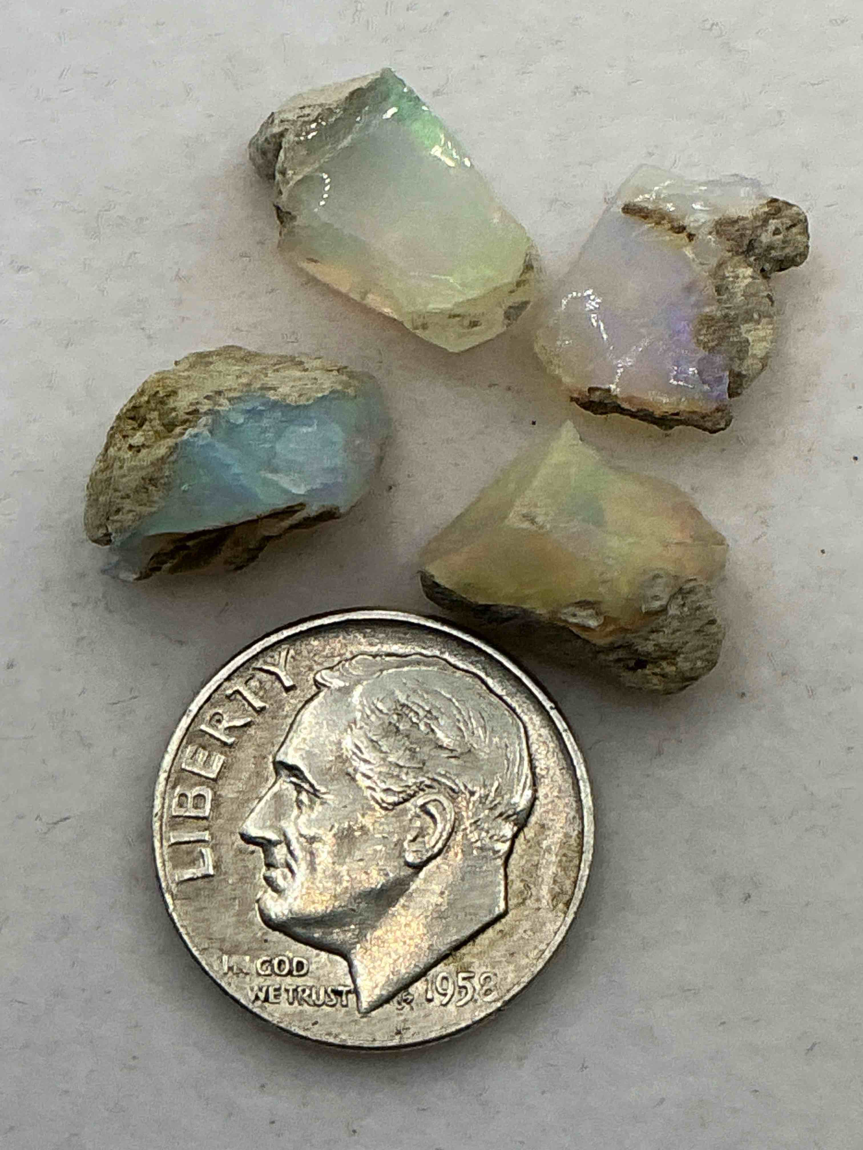 Condition photo showing Good Condition for Opal Precious Gemstone, Authentic! Opal Gemstone, Cut And/Or Faceted & Polished! Opals Are Famous For Their. Stunning Clarity & Hues & Likely Originate From Ethiopia. Opals Are Believed To Promote Hope, Purity & Love. The U.S. Dime In Image Is For Size Reference Only (Not Included). Own An Amazing, Stunning, Unique Opal Gemstone!