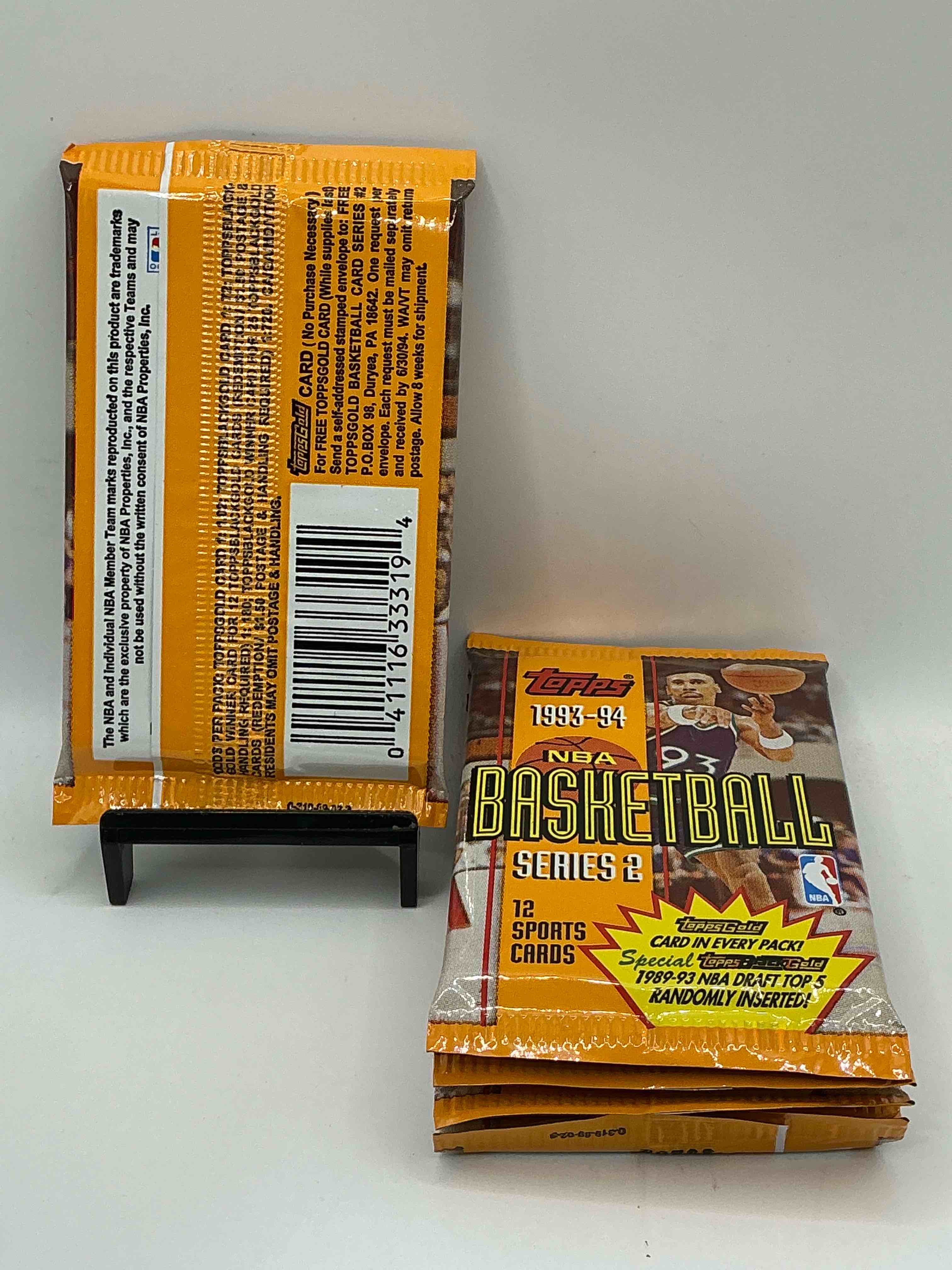 Condition photo showing New/Like New for NBA Bonanzal 1993- 94 Topps Stadium Club Series 2 Basketball Packs! 12 Premium Basketball Cards In Each Packl Search For Legends & Rookies Alikel Look For Michael Jordan, Shag O'Nell, Hakeem Olajuwon & More Ist Day Issue Cards, Frequent Flyer Cards, Members Only Cards & Rookies From Hardaway & Webber! Possible Pippen, Magic, Jordan, Robinson, Shaq, Olajuwon, Ewing & So Much More!