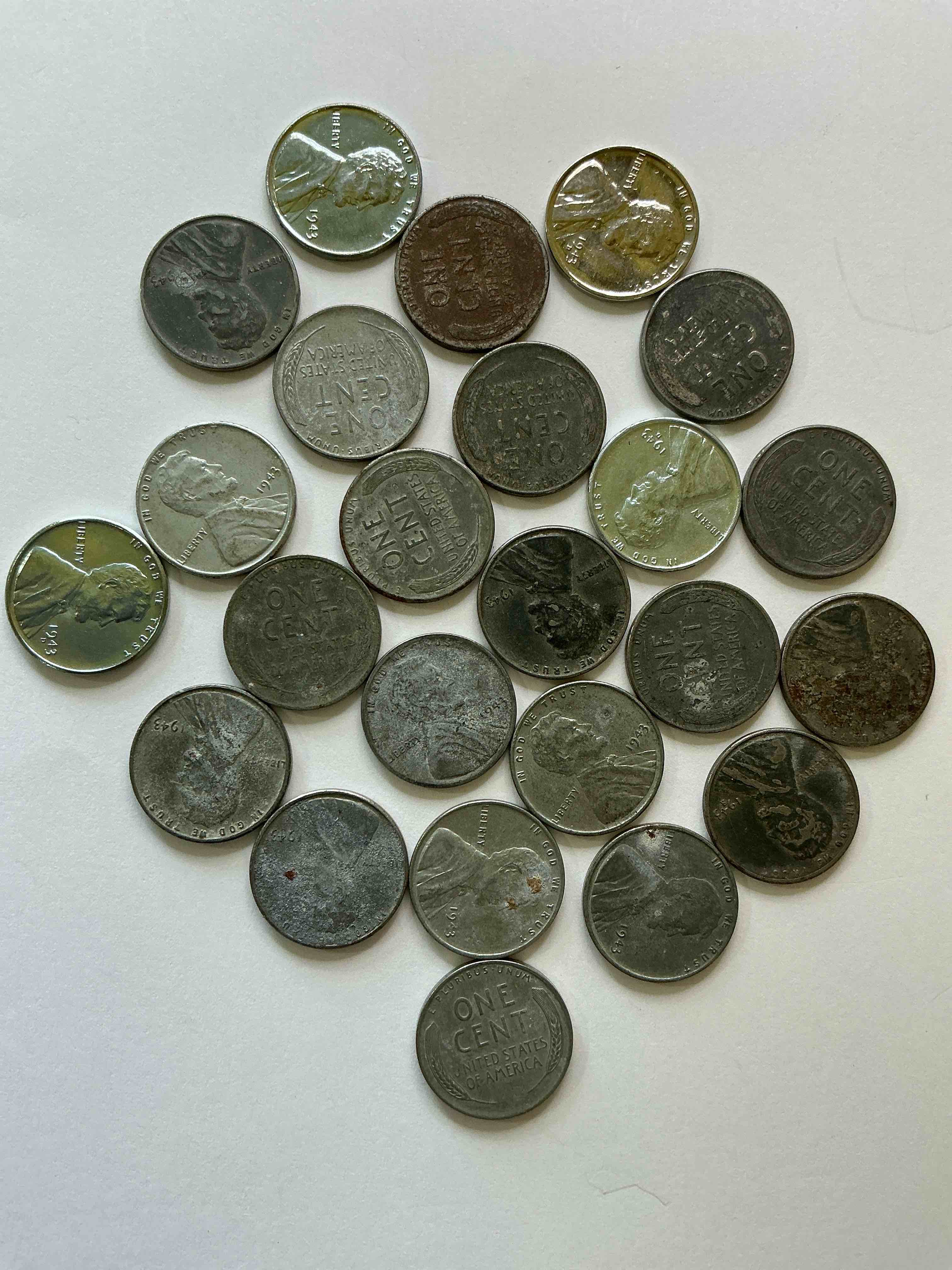 Condition photo showing Good Condition for 1943 World War Il History! Did You Know That In 1943 Copper Was So Valuable For Making Ammunition That The U.S. Treasury Made Pennies Out Of Steel?! 1943 STEEL Pennies Have Become Valuable, Rare Collector Items! Up For Auction Are Rare WWII Steel Pennies Appearing Circulated. Own Pieces Of World War II History That Are An Awesome Investment!