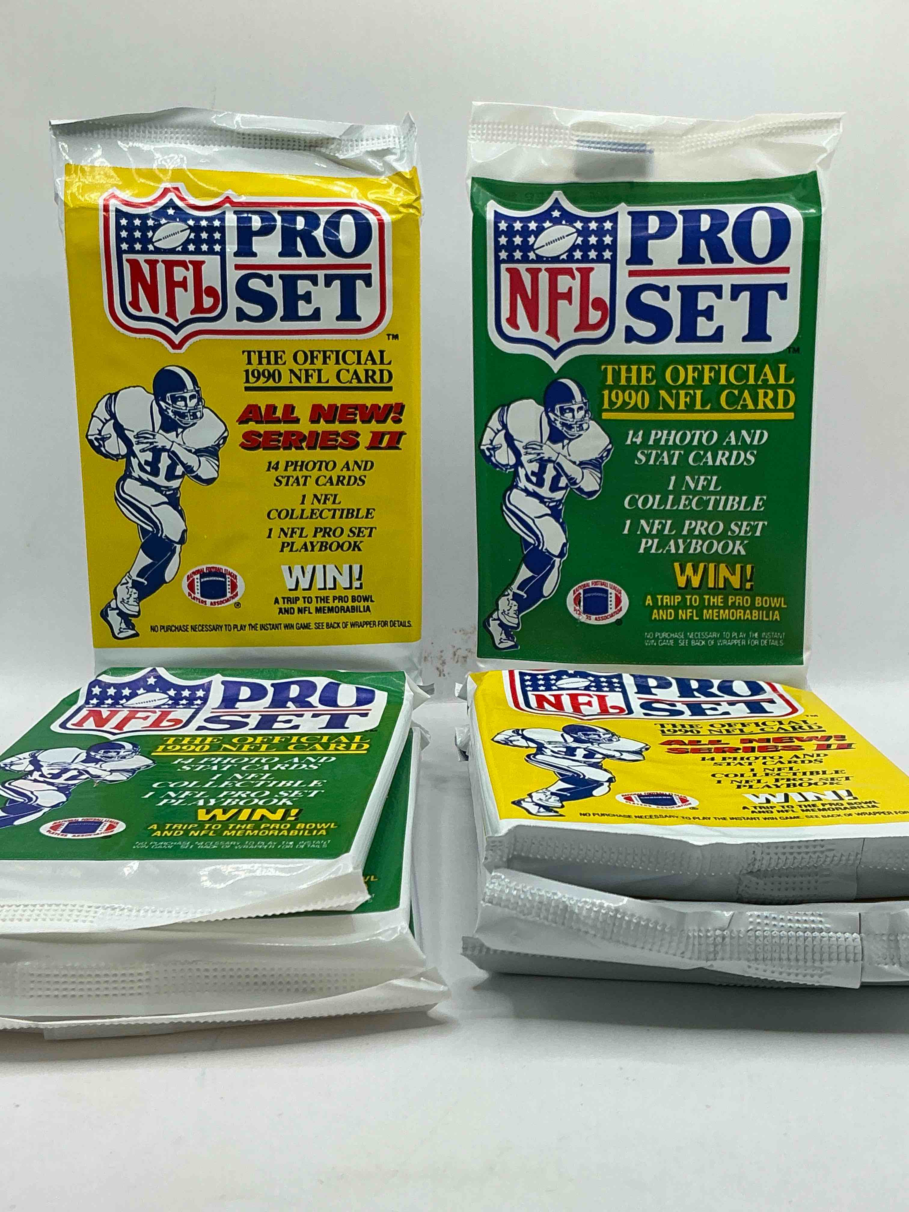 Condition photo showing New/Like New for Wow! 1990 Pro Set Football Sealed Card Packs, Series I & II, Direct From Original Retail Case!Highly Sought After By Collectors As This Year Is Loaded With High Profile Cards!Search For Cards From Barry Sanders, Deion Sanders, Troy Aikman, Michael Irvin & Much More! Getting Hard To Find!