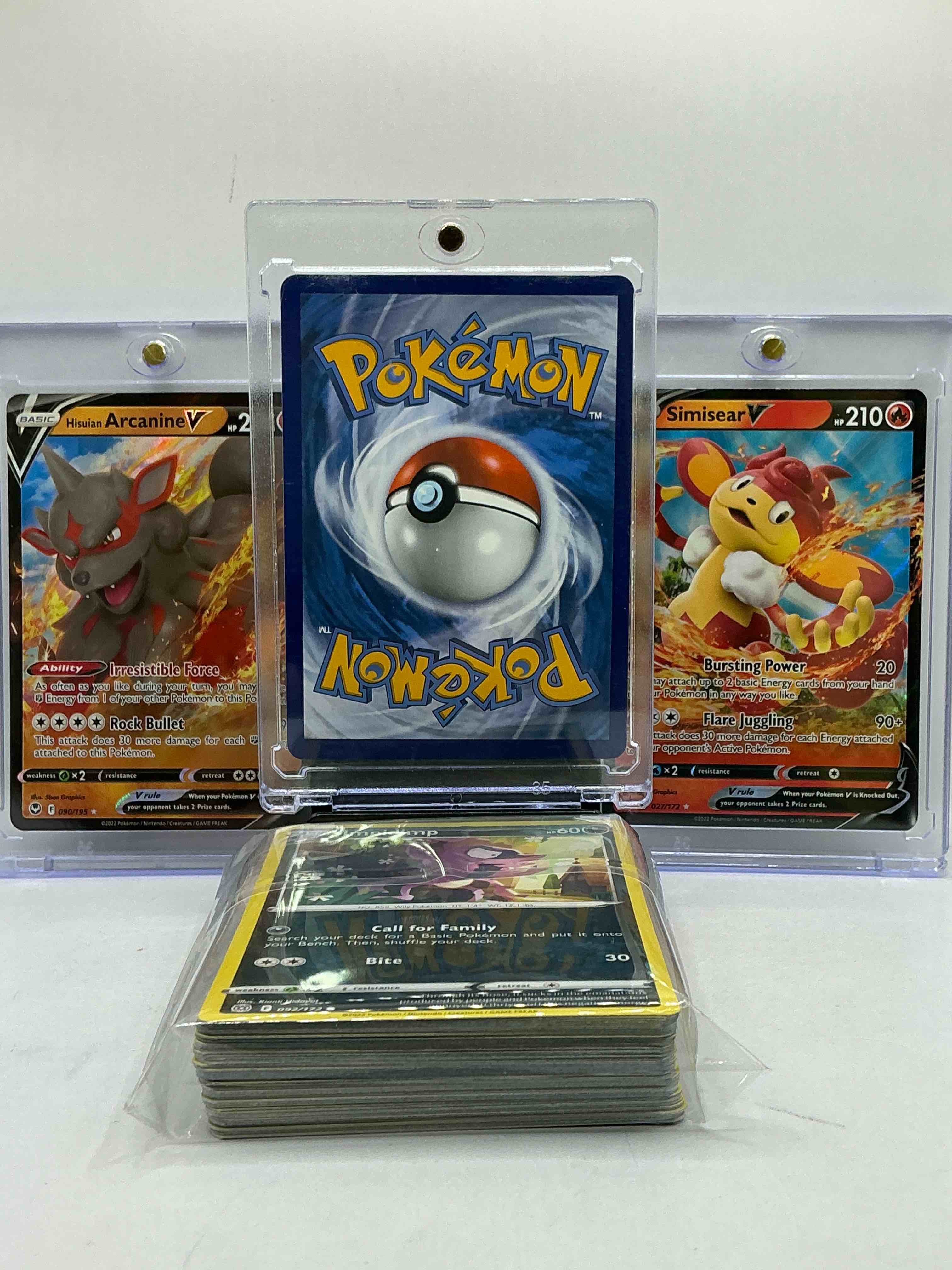 Condition photo showing New/Like New for Lucario V, Simisear V, Arcanine & More! Matching V Trio! This 50 Card Pokémon Palooza Includes Commons, Legends, Heroes & More! WOW! Awesome Pokemon Insanity! 