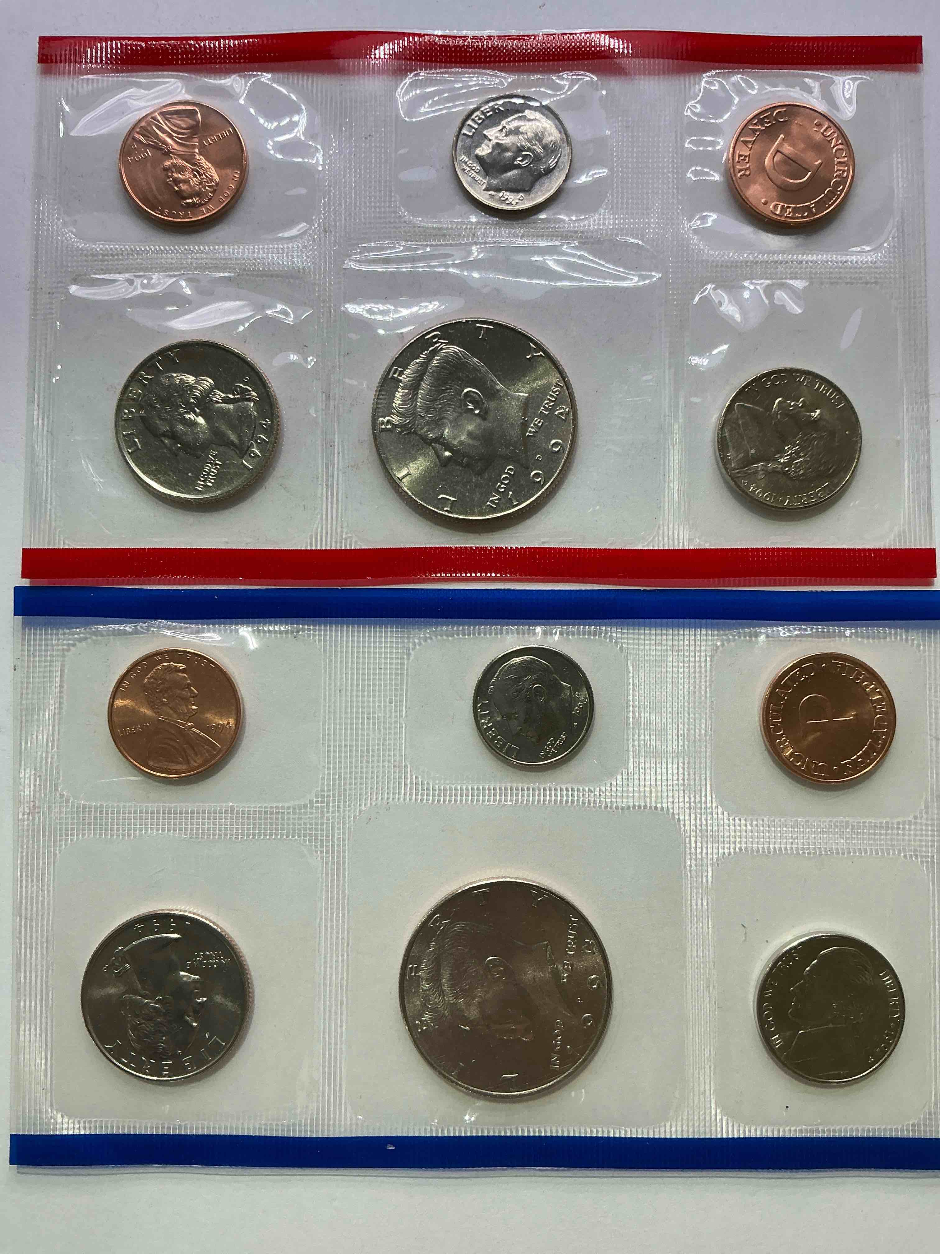 1994 uncirculated u.s. mint coins! what a great year! these gorgeous coins from the mint set features each u.s. coins minted in 1994 in uncirculated condition, from each mint mark, philly & denver! from the u.s. treasury in 1994! own an awesome investment & incredible piece of u.s. history! also makes for an awesome gift!