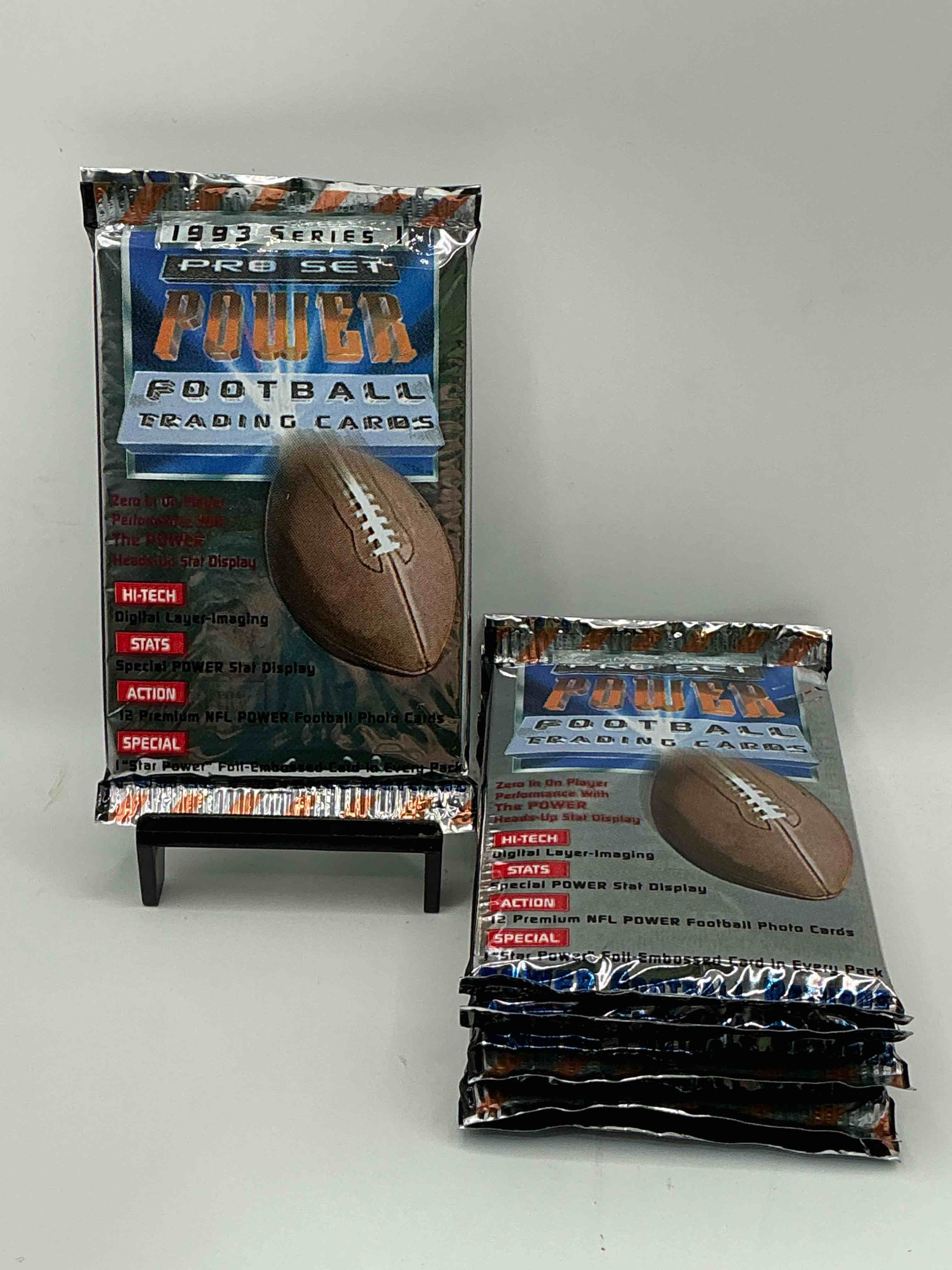 BOOM! 1993 Pro Set POWER Football Trading Cards! One Star Foil Embossed Card In Every Pack! Search For Insane Cards From Joe Montana, Jerry Rice, Jerome Bettis & Drew Bledsoe Rookies, Barry Sanders, Bo Jackson & More!