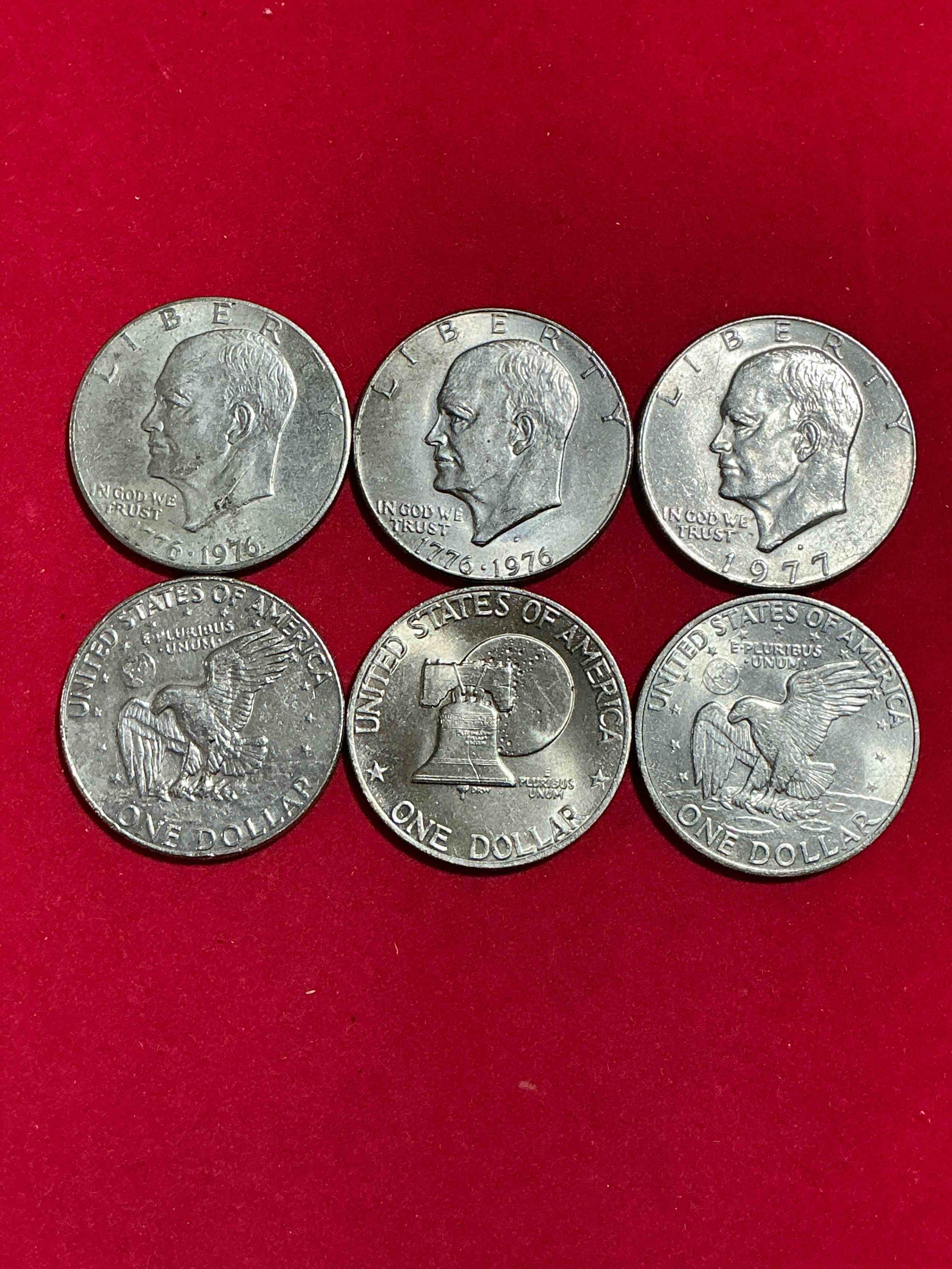 Condition photo showing Good Condition for Eisenhower Dollars! Here’s Six, Circulated “Ike” Dollars! Up For Auction Are Ike One Dollar Coins From Different Years! Bicentennials Included! Awesome Ike Dollars!