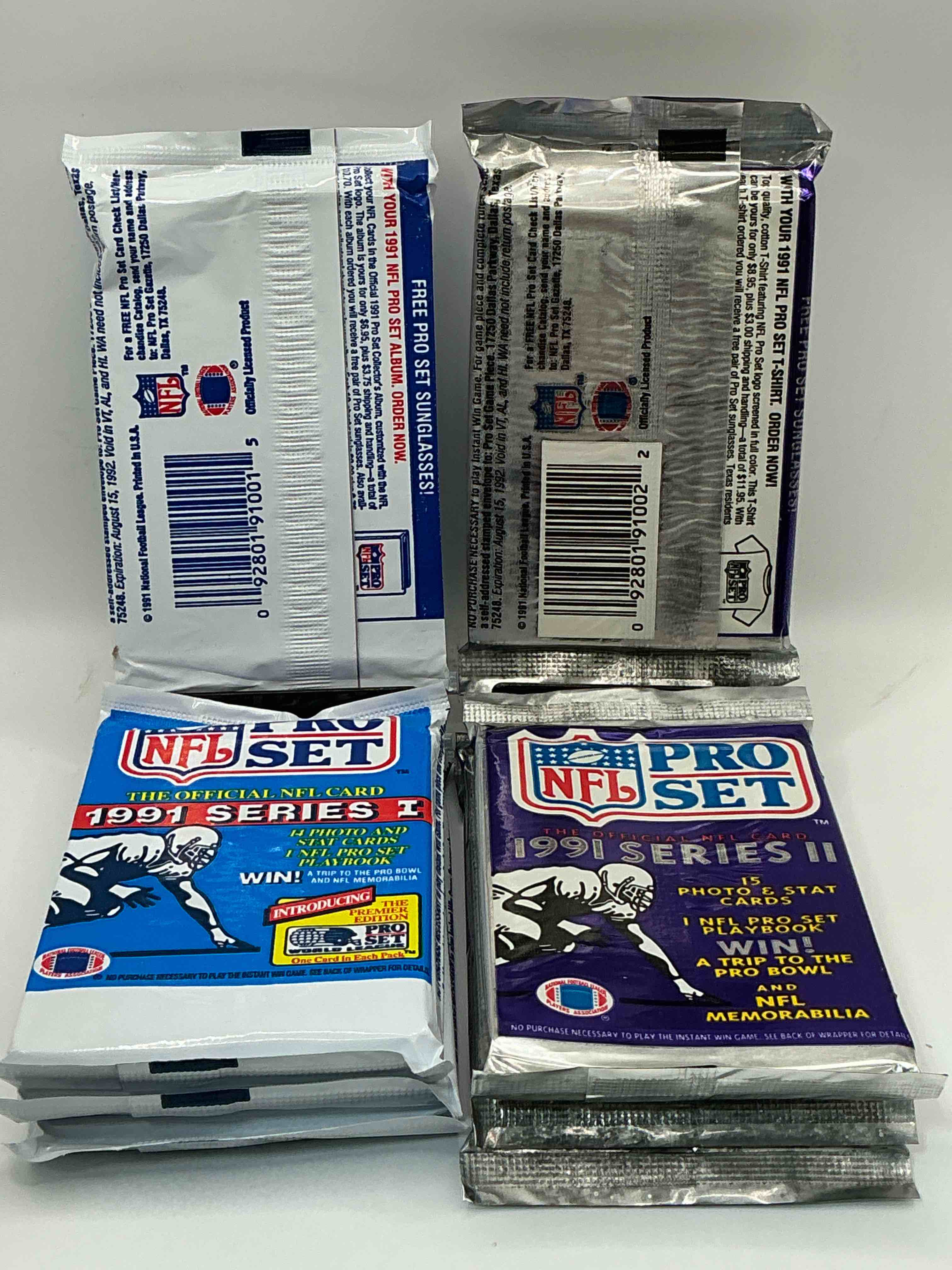 Condition photo showing New/Like New for Wow! 1991 Pro Set Football Sealed Card Packs Series I & II, Direct From Original Retail Case!Highly Sought After By Collectors As This Year Is Loaded With High Profile Cards!Search For Cards From Barry Sanders, Deion Sanders, Troy Aikman, Michael Irvin & Much More! Getting Hard To Find!