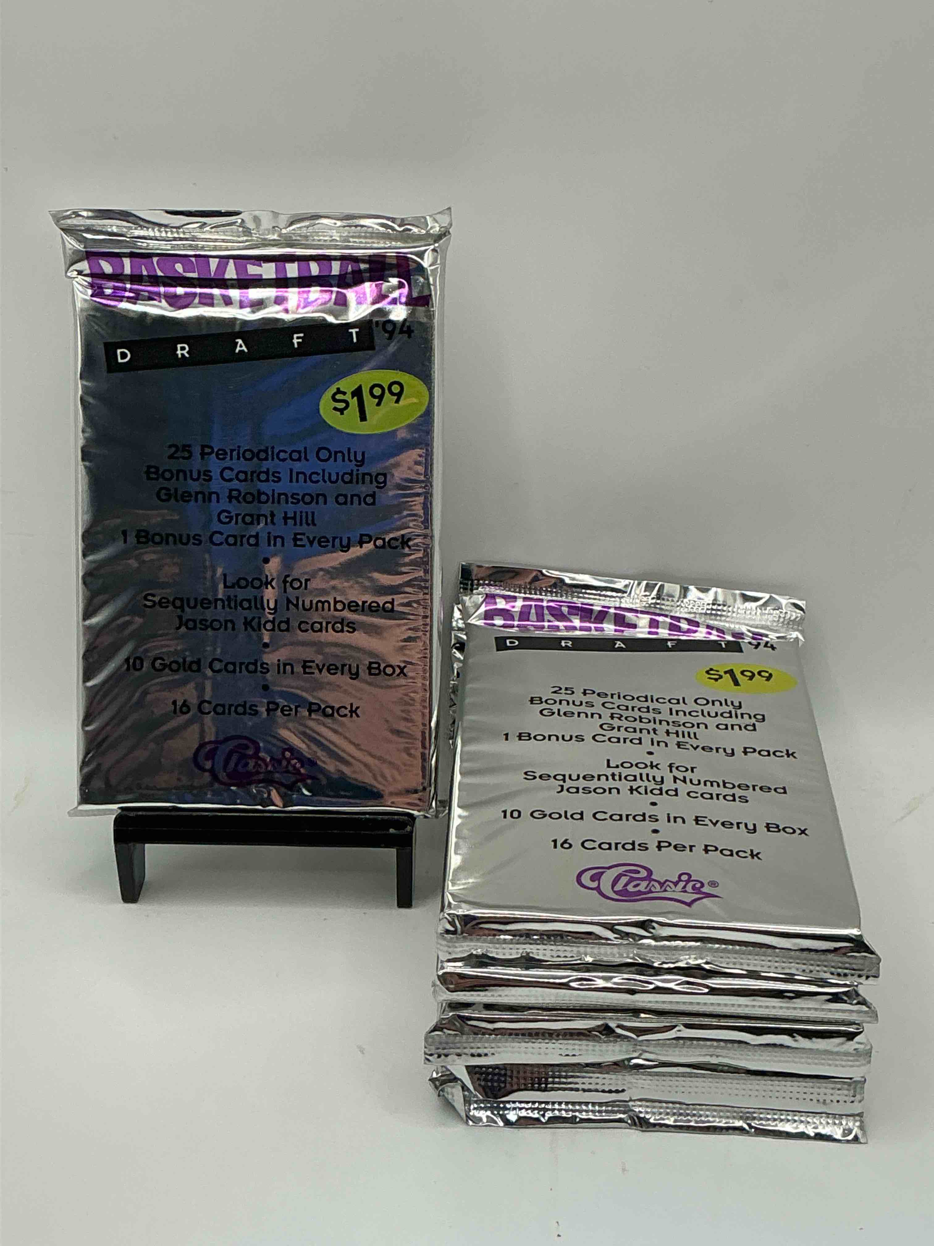 1994 Classic Draft Picks Unopened Basketball Packs! Search For Jason Kidd & Grant Hill Rookies, Along With Other Big Names From The Year! Look For Exclusive Illustrated Cards & Numbered Cards Too!
