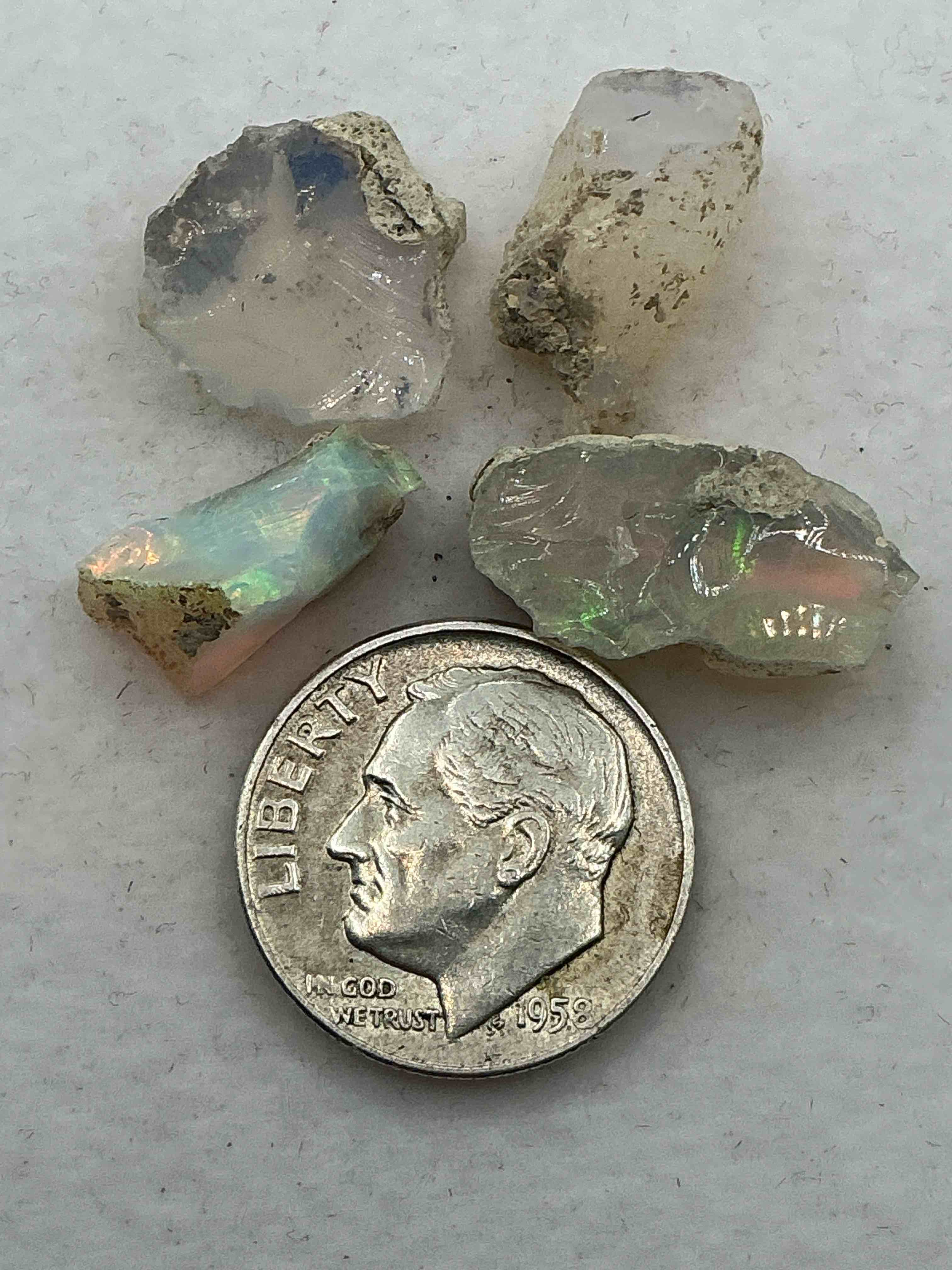 Condition photo showing Good Condition for Opal Precious Gemstone, Authentic! Opal Gemstone, Cut And/Or Faceted & Polished! Opals Are Famous For Their. Stunning Clarity & Hues & Likely Originate From Ethiopia. Opals Are Believed To Promote Hope, Purity & Love. The U.S. Dime In Image Is For Size Reference Only (Not Included). Own An Amazing, Stunning, Unique Opal Gemstone!