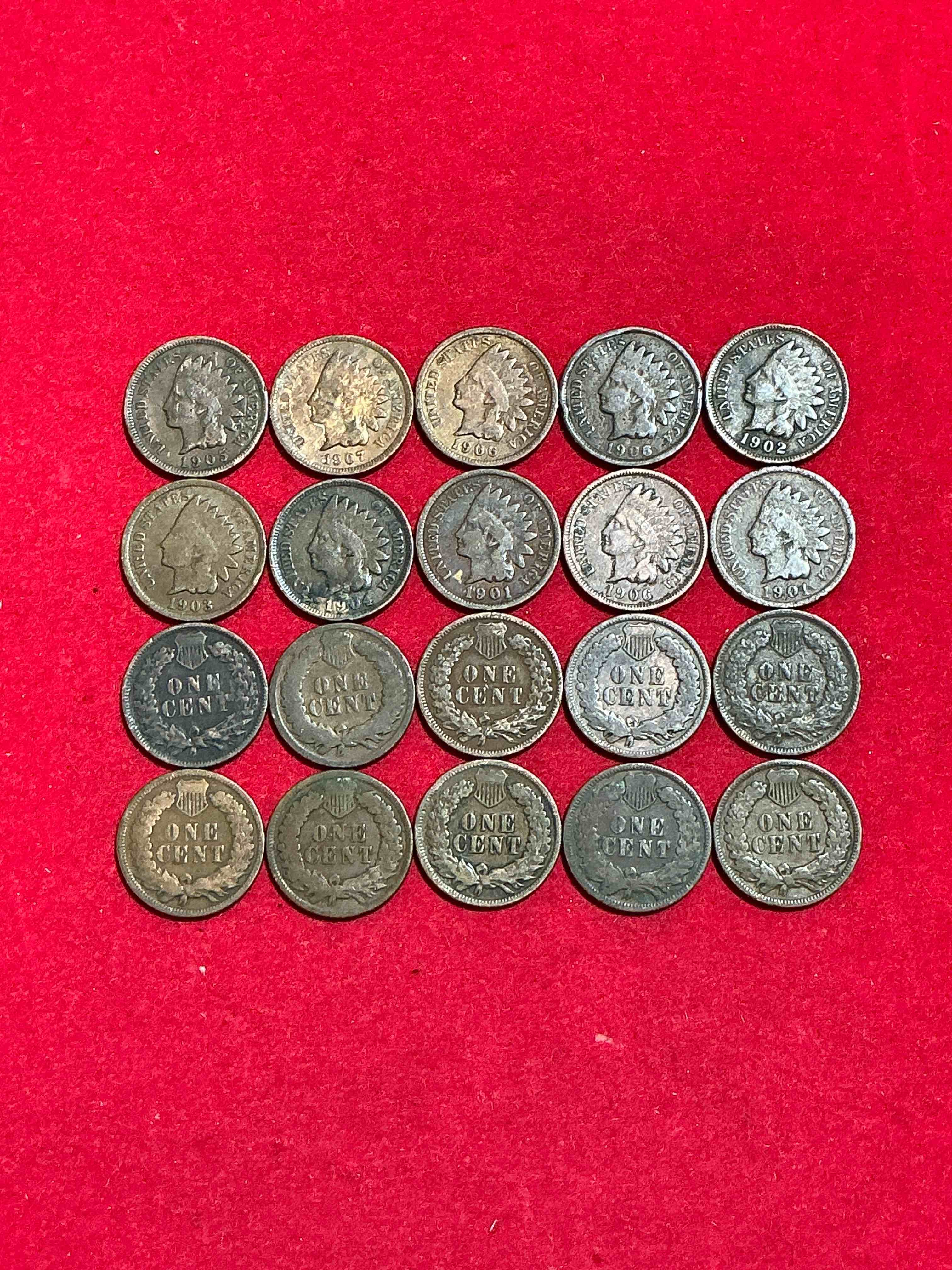 Condition photo showing Good Condition for Indian Head Pennies! These Gorgeous U.S. Pennies Were Minted From 1859-1909 & Have Become Serious Collector Items! The "Indian Head" Design Is Actually A Representation Of Lady Liberty Wearing An Indian Headdress. Here Are Beautiful, Well-Kept Examples Representing Many Different Mint Years! Great For Collecting, Investing & Learning History, & Rare With Visible Dates!