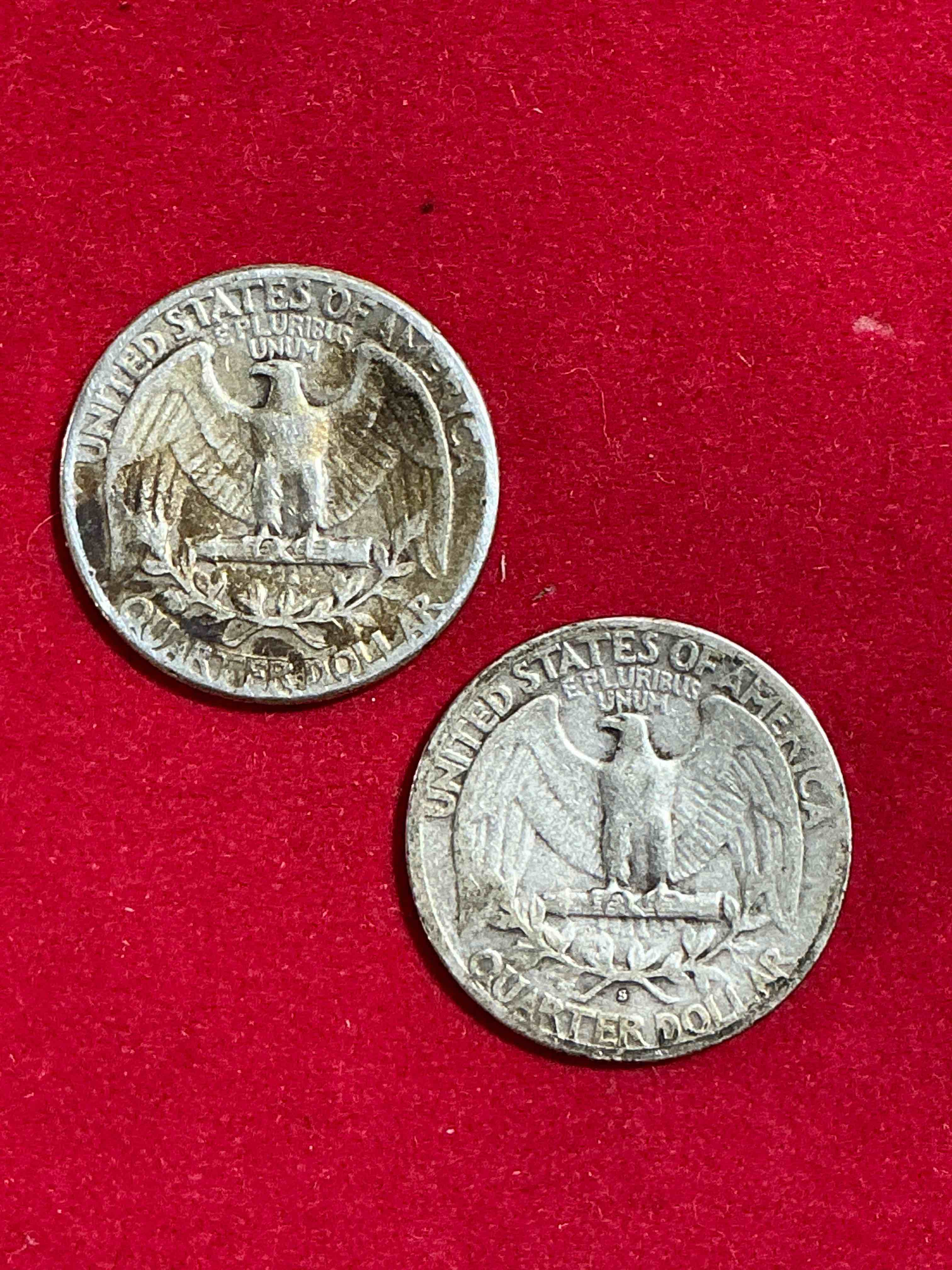 Condition photo showing Good Condition for George Washington Brilliant Circulated World War II Silver! Pre 1965 U.S. Quarter Dollar Coins Were Actually Silver, Here Are Great Examples Of Awesome, Pristine George Washington Silver Quarter, Stunning & Circulated! Rare Mints! Great For Investing In Precious Metals! These Coins Were Minted At 90% Silver and 10% Copper, Giving Them A Net Weight Of .18084 Ounces Of Pure Silver Per Coin! Very Hard To Find, Stunning! Invest In Fine U.S. Silver!