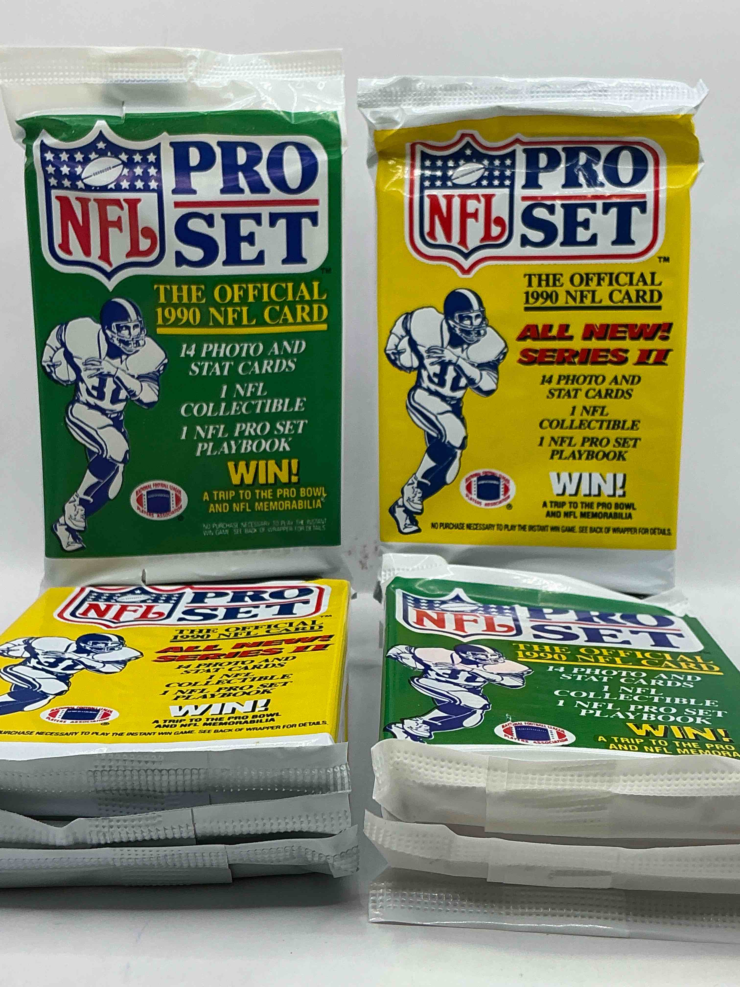 Condition photo showing New/Like New for Wow! 1990 Pro Set Football Sealed Card Packs, Series I & II, Direct From Original Retail Case!Highly Sought After By Collectors As This Year Is Loaded With High Profile Cards!Search For Cards From Barry Sanders, Deion Sanders, Troy Aikman, Michael Irvin & Much More! Getting Hard To Find!