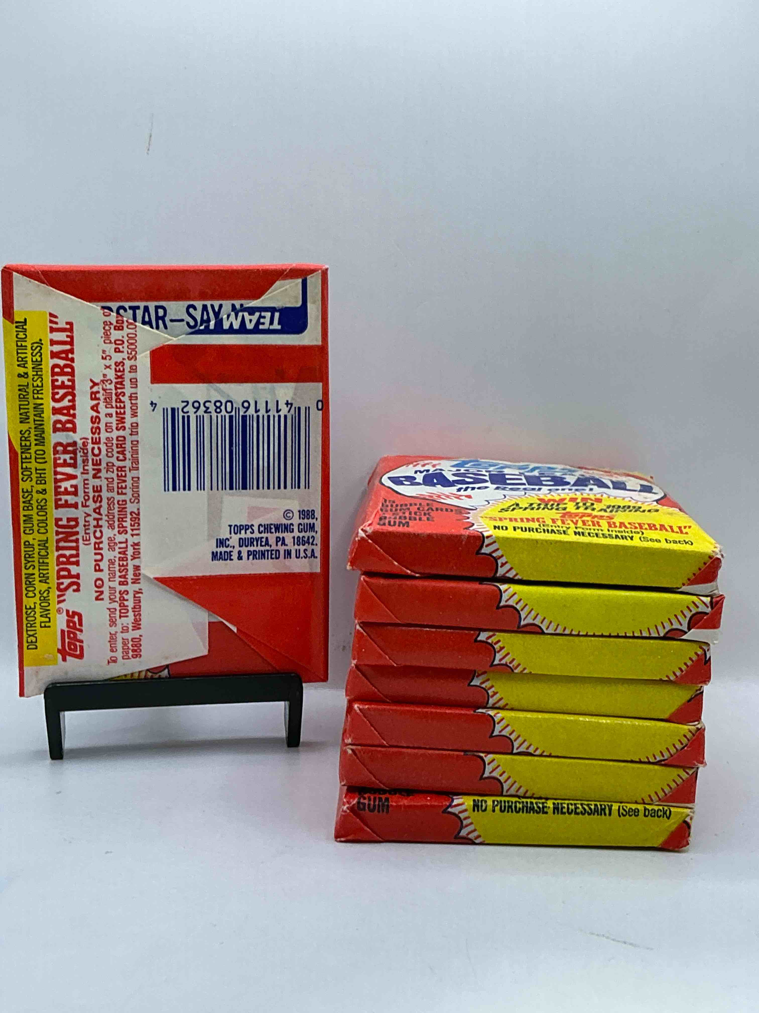 Condition photo showing New/Like New for 80's Baseball Fan's Rejoice! 1988 Topps Baseball Unopened Wax Packs Full Of Collectible Trading Cards! Search For Valuable Don Mattingly "World Of Baseball" & Nolan Ryan Cards Worth Hundreds In Perfect Condition!