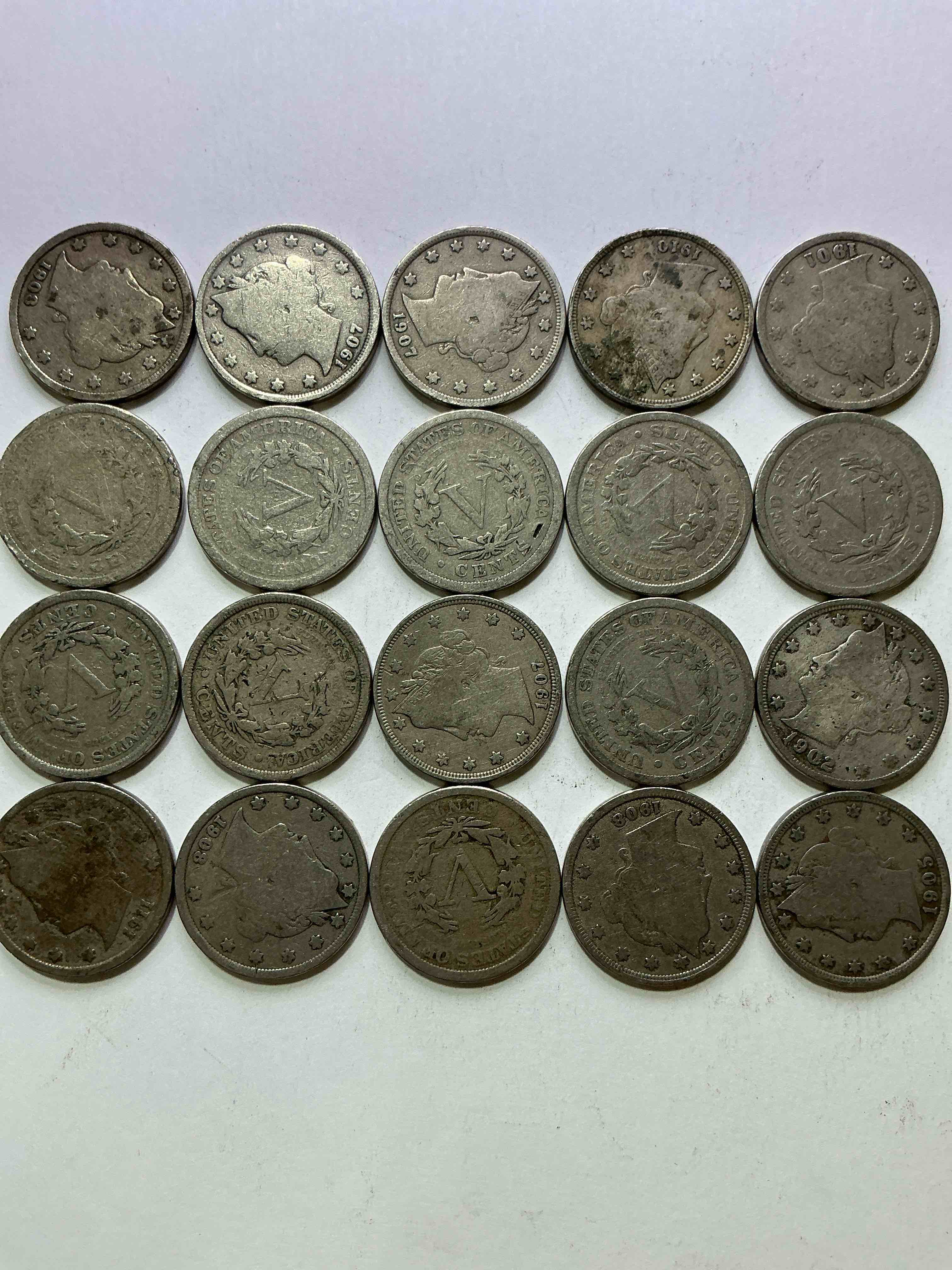 Condition photo showing New/Like New for Antique U.S. V Nickels! Think Of The History These Coins Have Seen!, Liberty Head V Nickels Were Minted Up Until 1913 & Were The Style Of Nickels Before Buffalo Nickels. Own Some Cool Pieces Of History! Rare To See These Coins With The "Date On" In Circulated Condition!